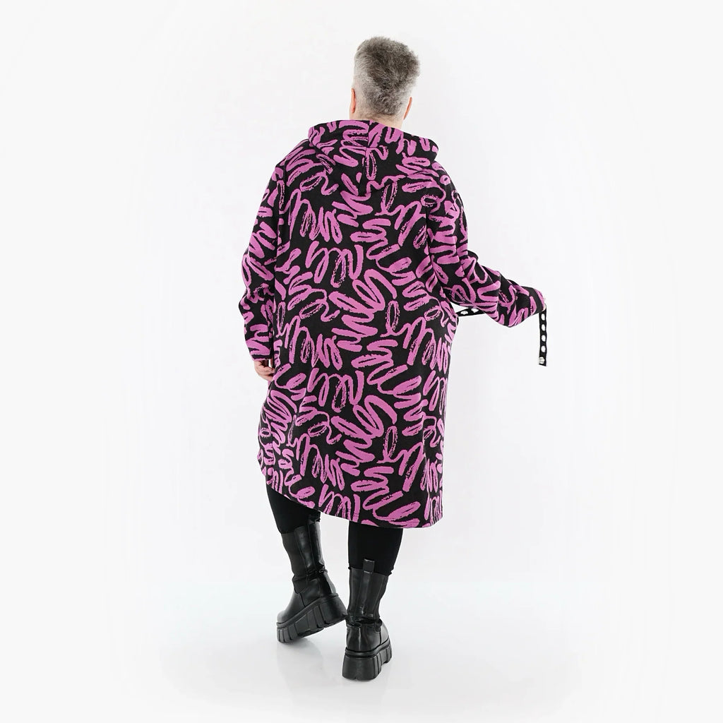 AKH Fashion 6989 Kleid, Schwarz-Fuchsia