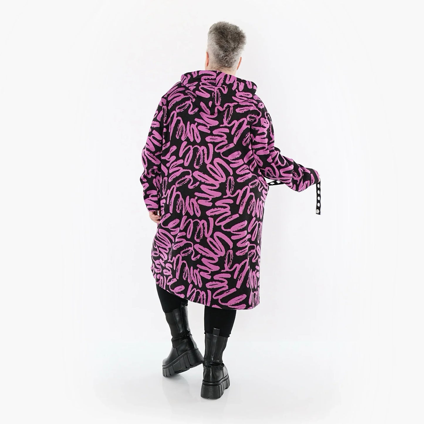 AKH Fashion 6989 Dress, Black-Fuchsia