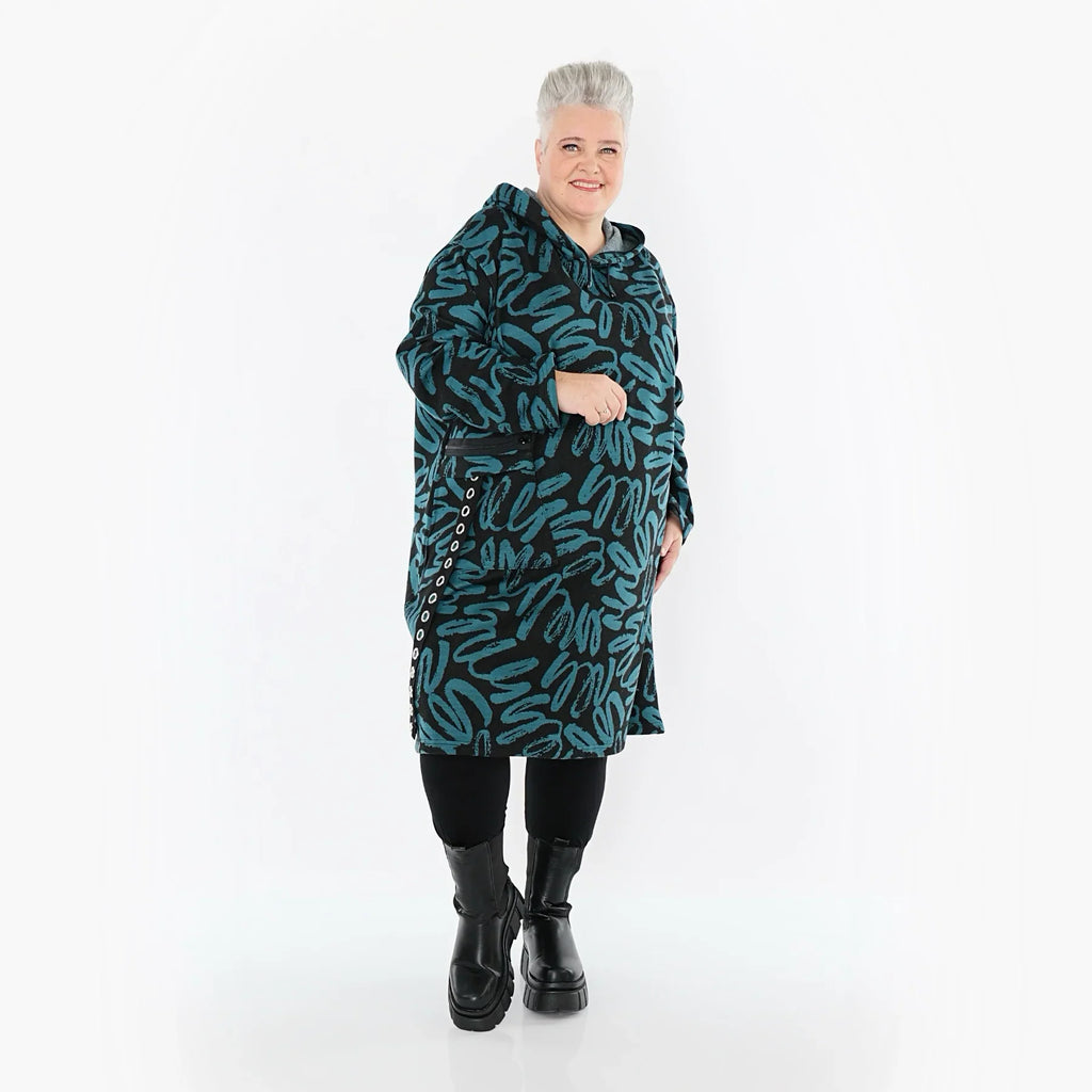 AKH Fashion 6989 Robe, Noir-Pétrole