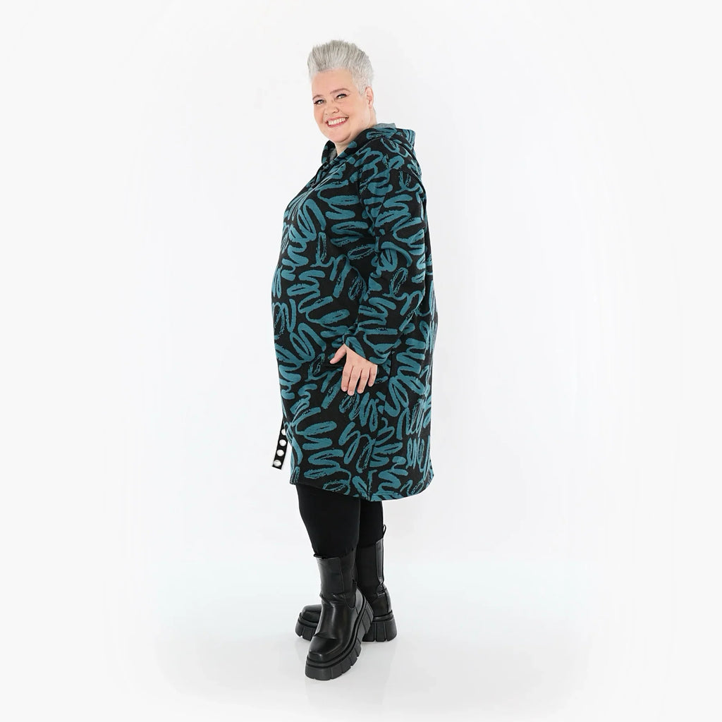 AKH Fashion 6989 Robe, Noir-Pétrole
