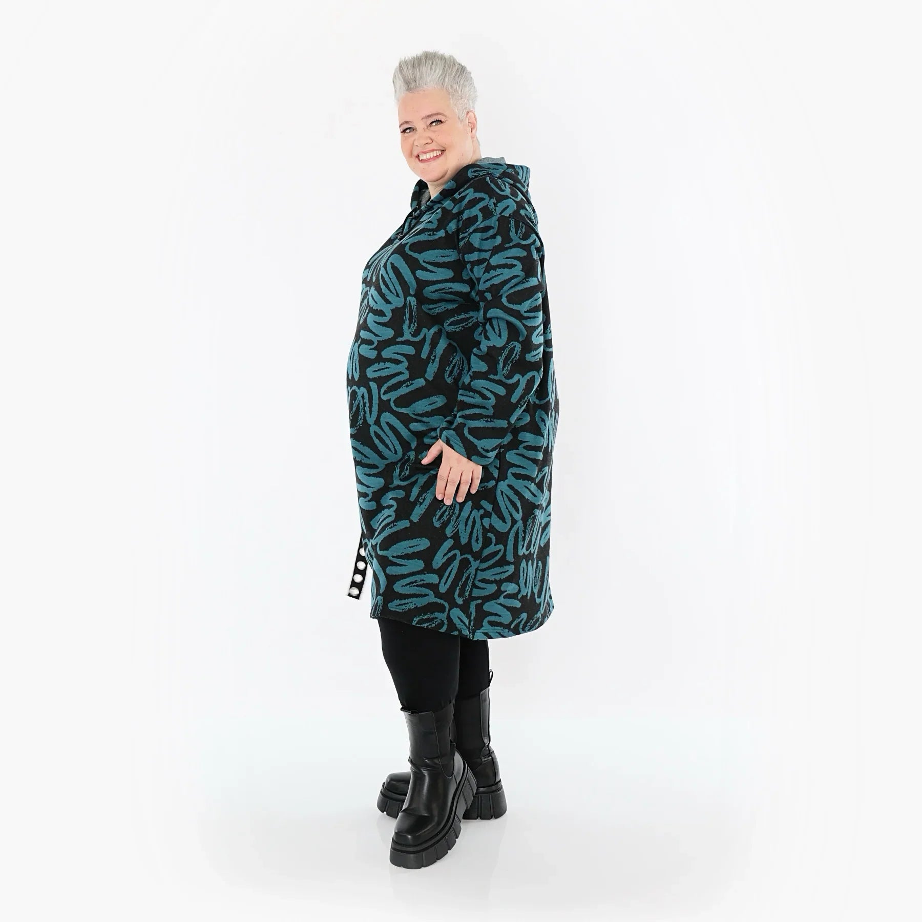AKH Fashion 6989 Robe, Noir-Pétrole
