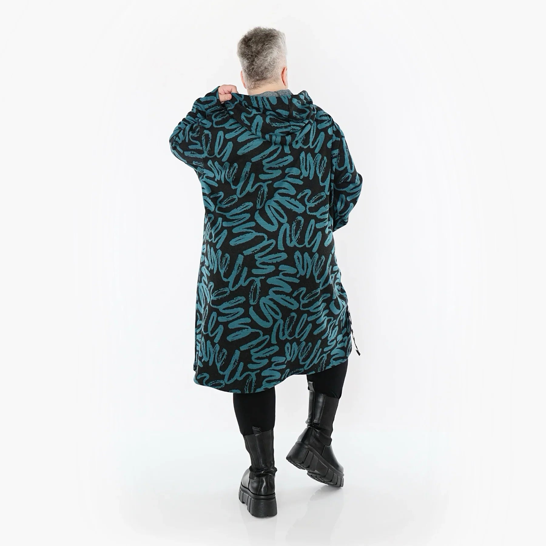 AKH Fashion 6989 Robe, Noir-Pétrole