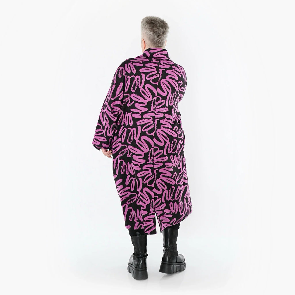 AKH Fashion 7041 Manteau, Noir-Fuchsia
