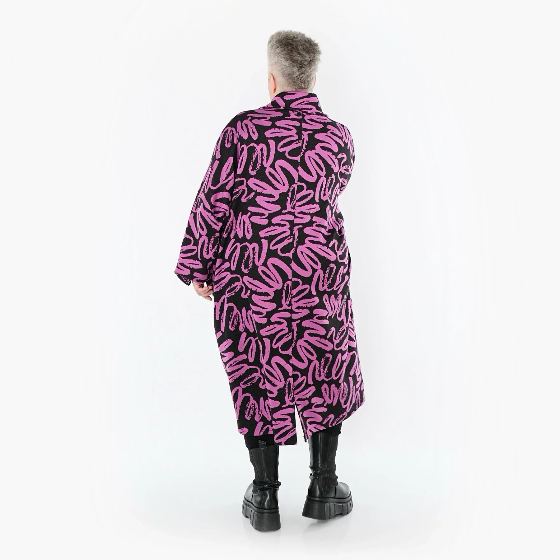 AKH Fashion 7041 Manteau, Noir-Fuchsia