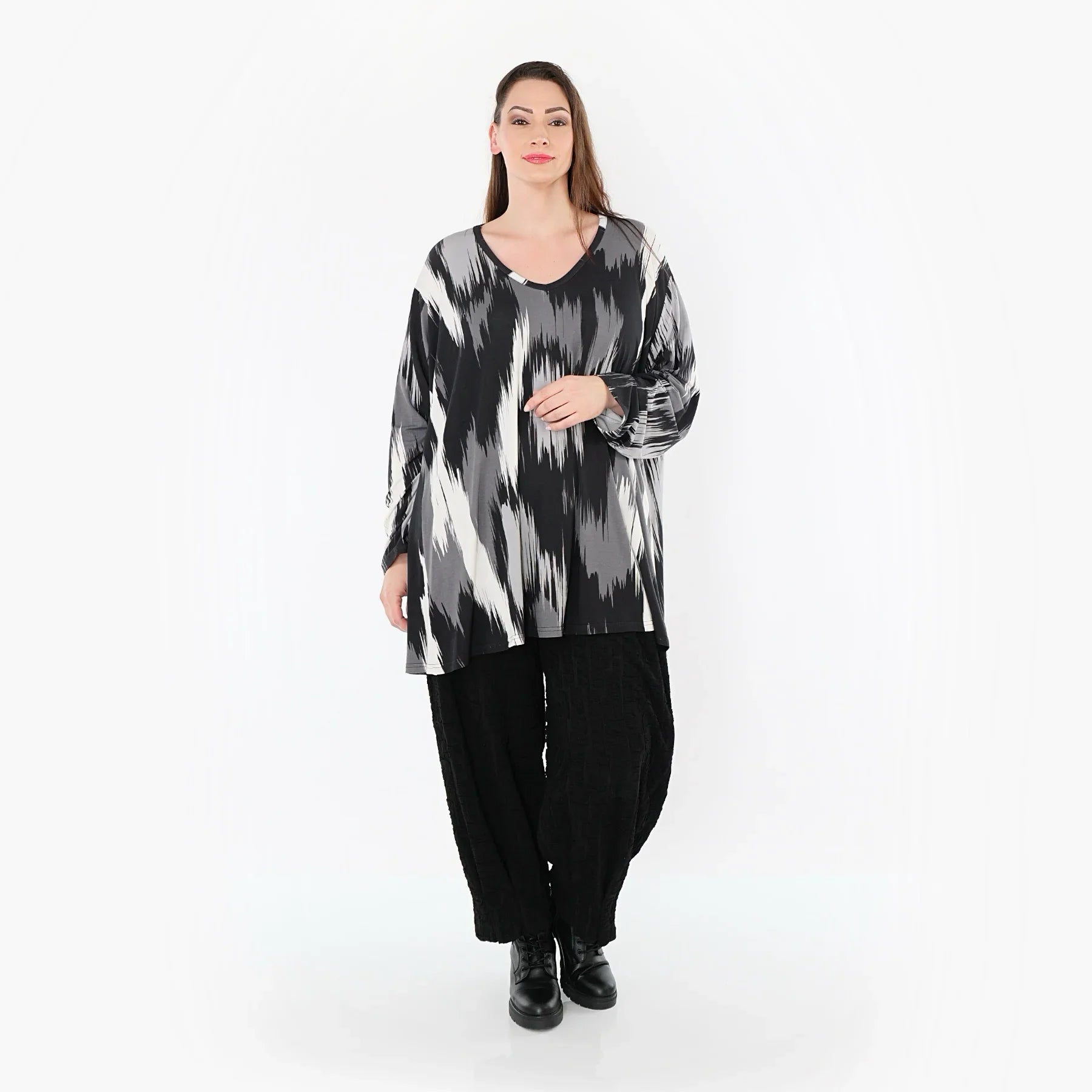 AKH Fashion 593 Big Shirt, noir-gris-blanc