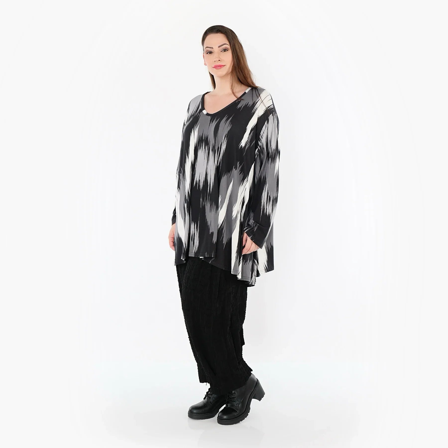 AKH Fashion 593 Big Shirt, noir-gris-blanc