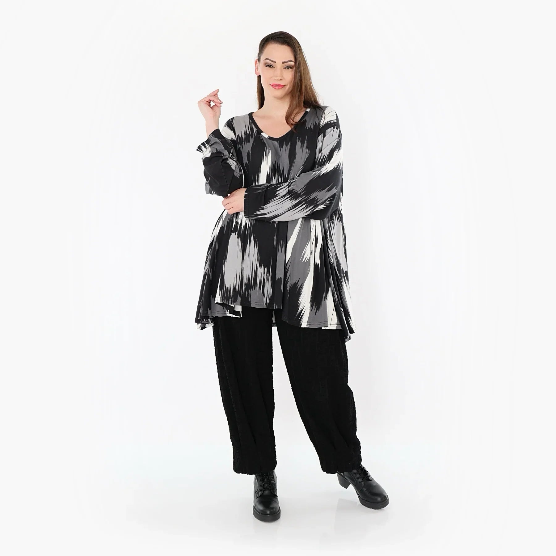 AKH Fashion 593 Big Shirt, noir-gris-blanc