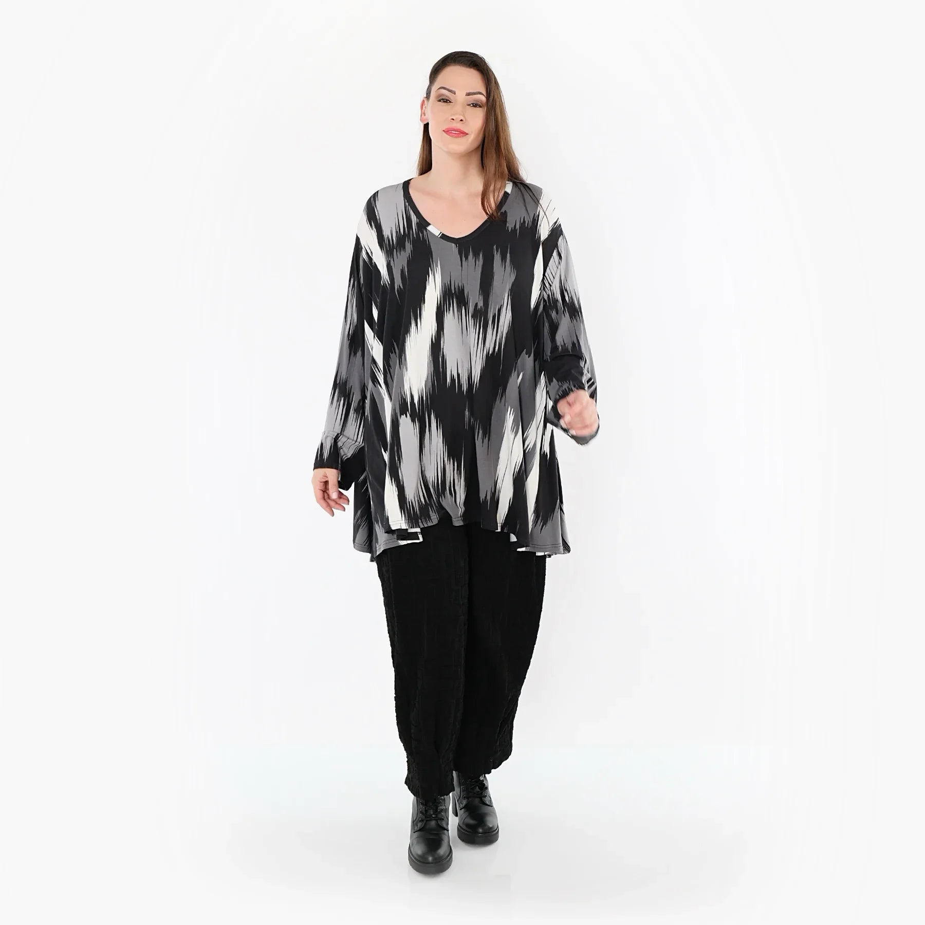 AKH Fashion 593 Big Shirt, noir-gris-blanc