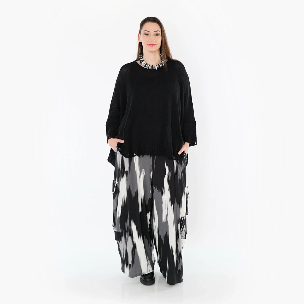 AKH Fashion 7125 Trousers, Black-Grey-White