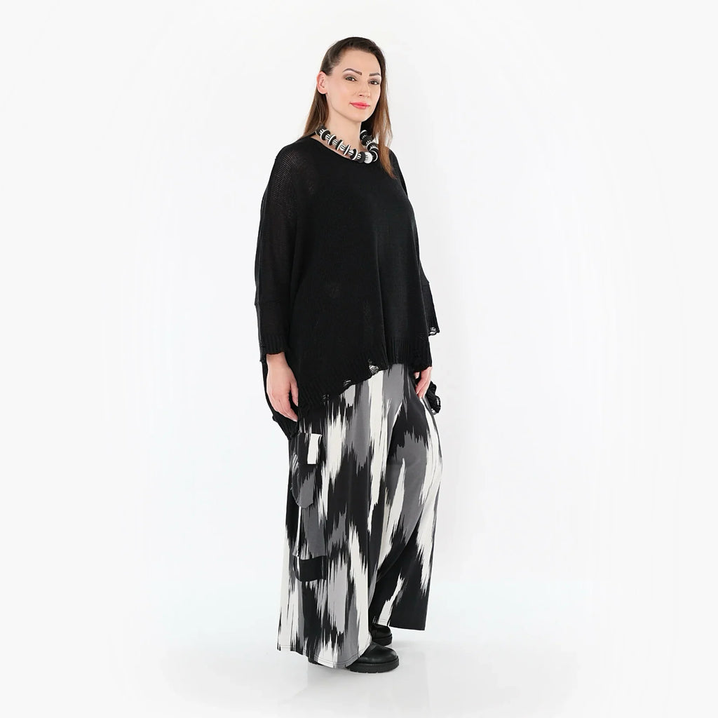 AKH Fashion 7125 Trousers, Black-Grey-White