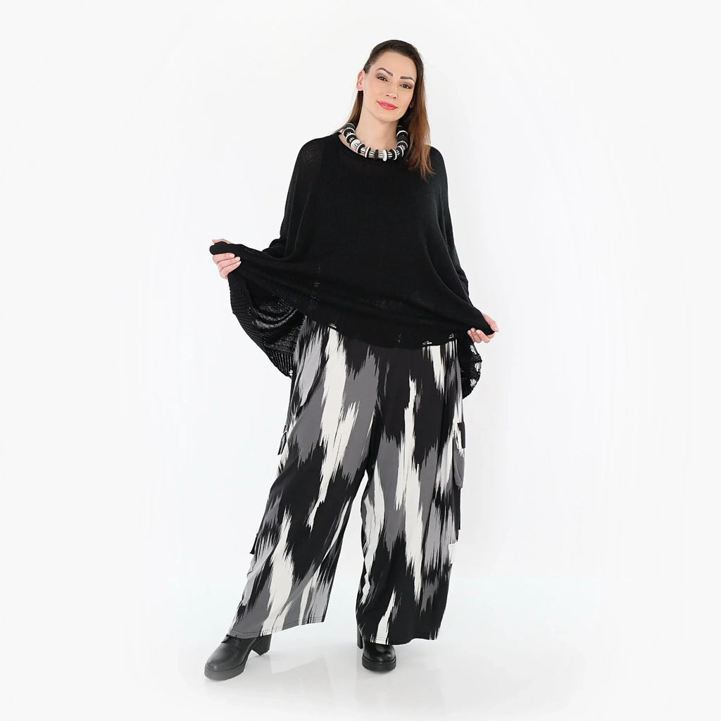 AKH Fashion 7125 Trousers, Black-Grey-White