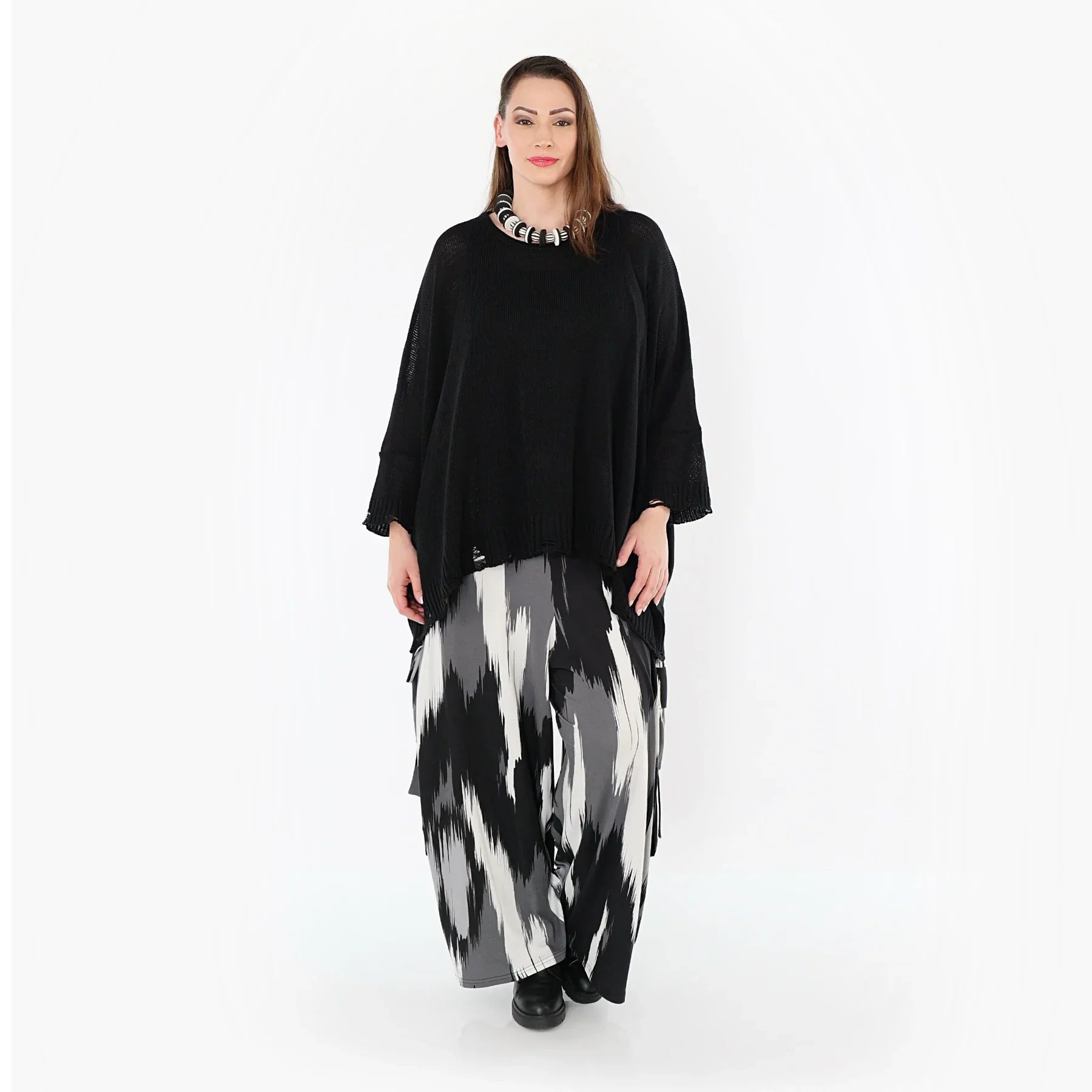 AKH Fashion 7125 Trousers, Black-Grey-White