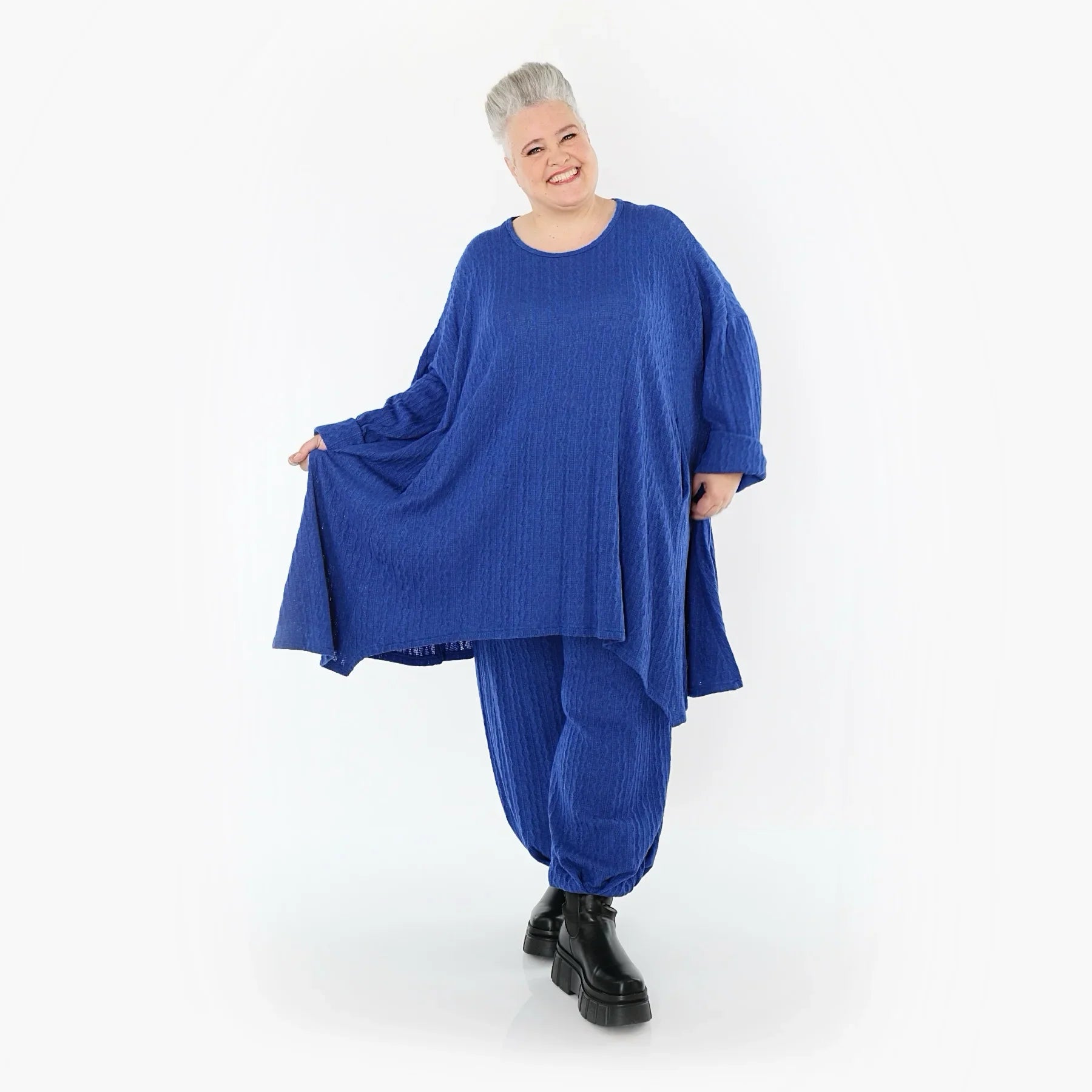 Chemise grande taille AKH Fashion 7014, bleu roi