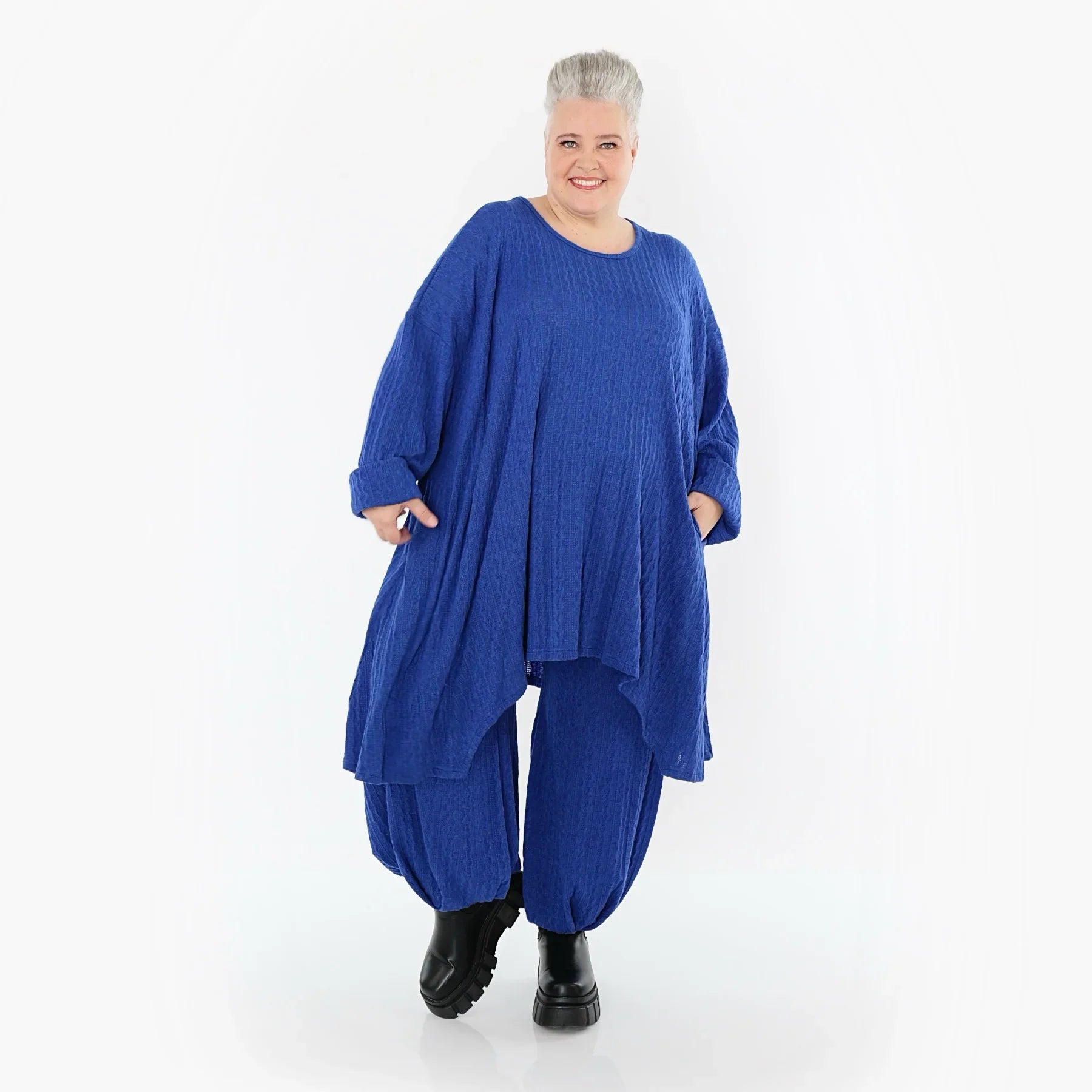 Chemise grande taille AKH Fashion 7014, bleu roi