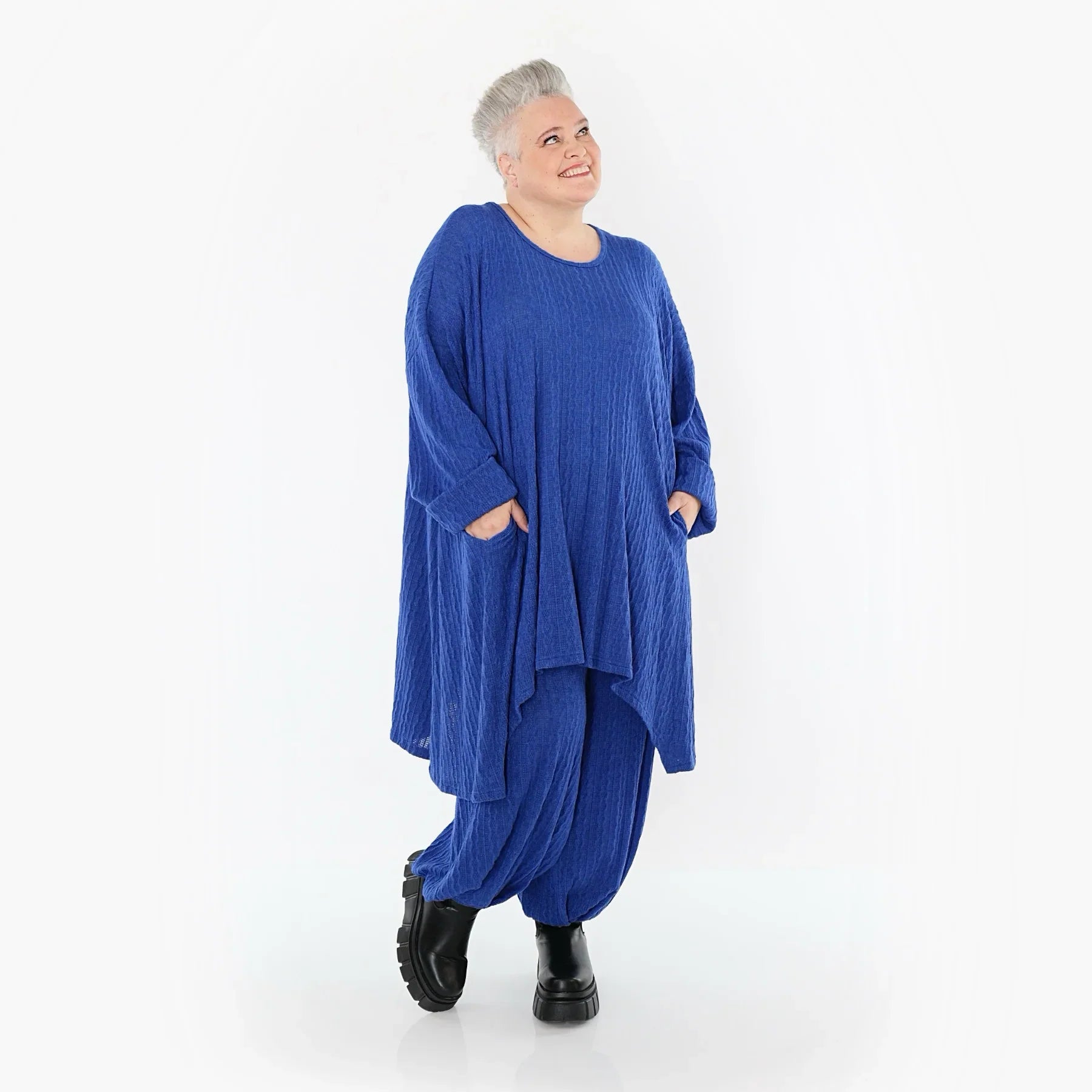 Chemise grande taille AKH Fashion 7014, bleu roi