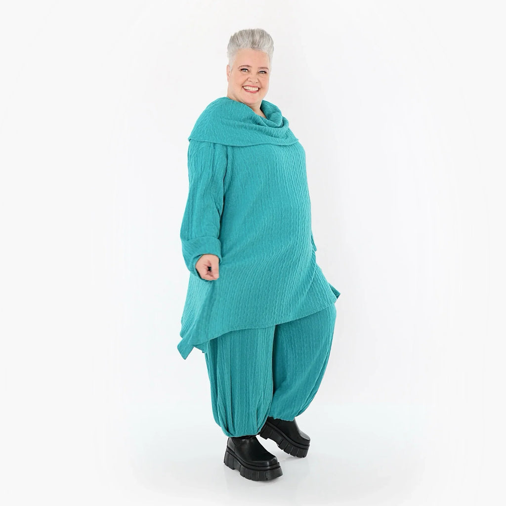 AKH Fashion 7145 Tunique Grande Taille, Bleu pétrole