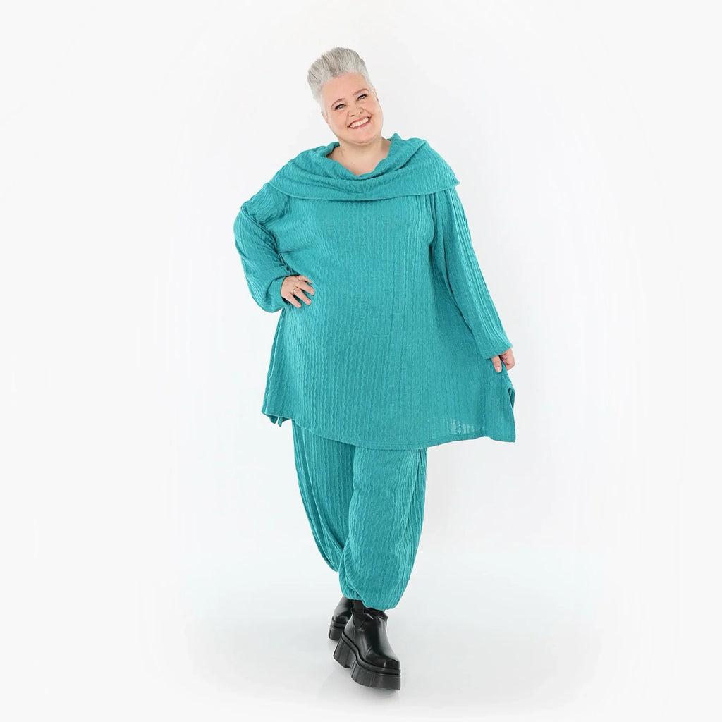 AKH Fashion 7145 Tunique Grande Taille, Bleu pétrole