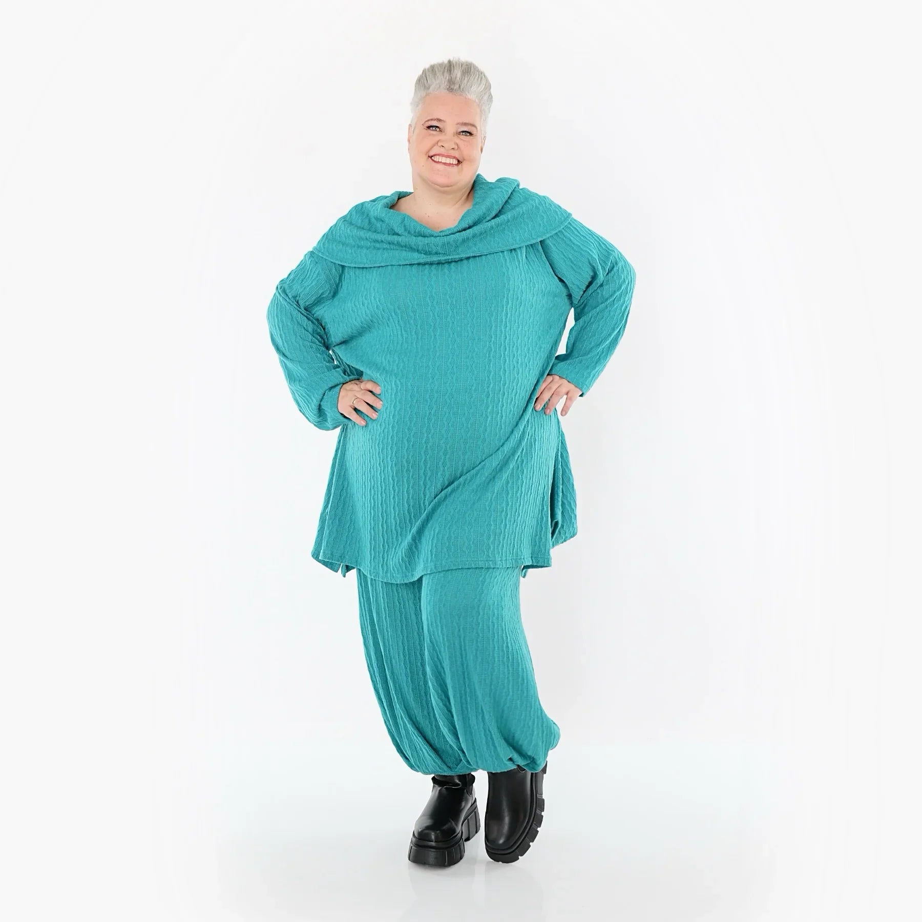 AKH Fashion 7145 Tunique Grande Taille, Bleu pétrole