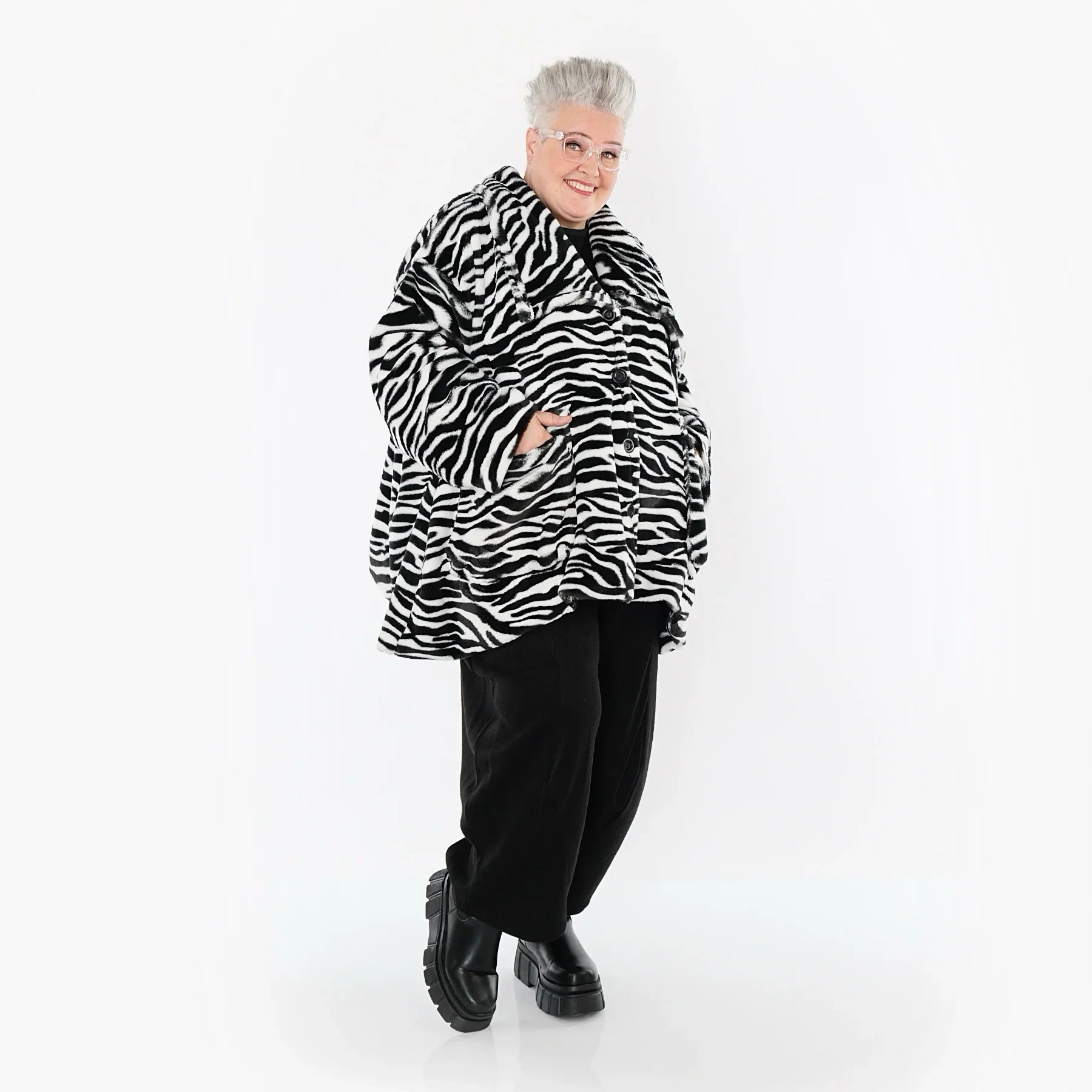 AKH Fashion 6749 Veste, Noir-Blanc