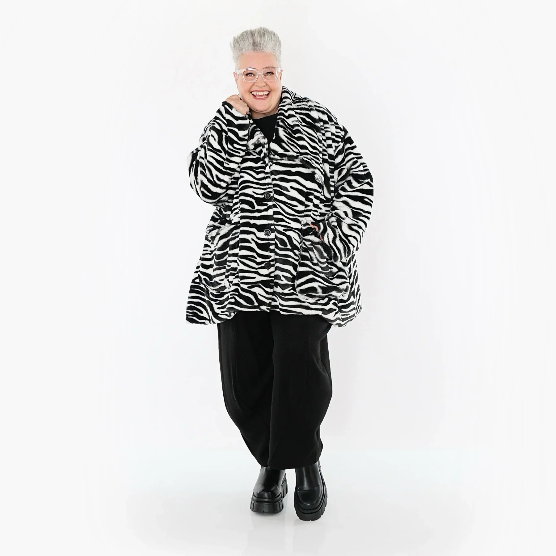 AKH Fashion 6749 Veste, Noir-Blanc