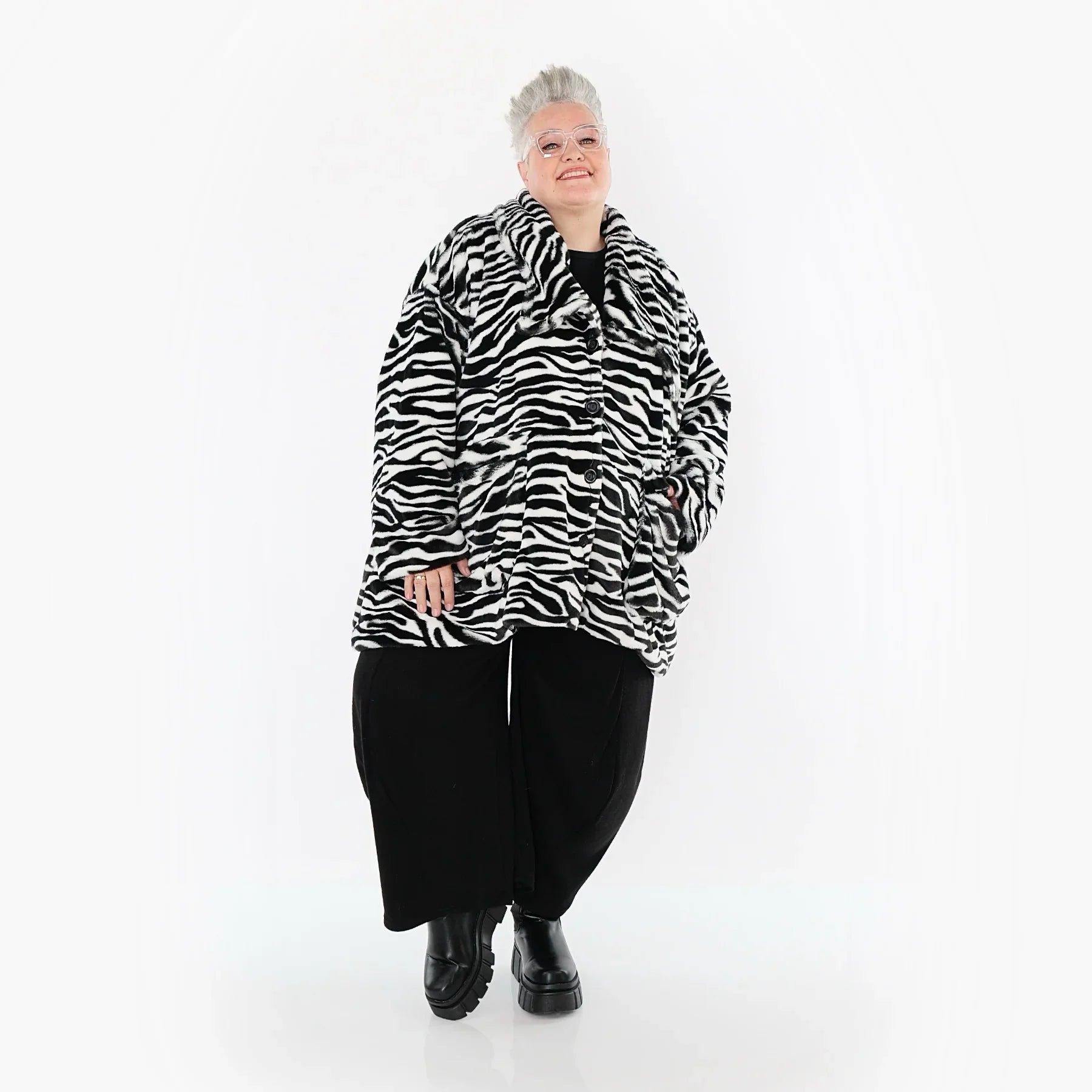 AKH Fashion 6749 Veste, Noir-Blanc