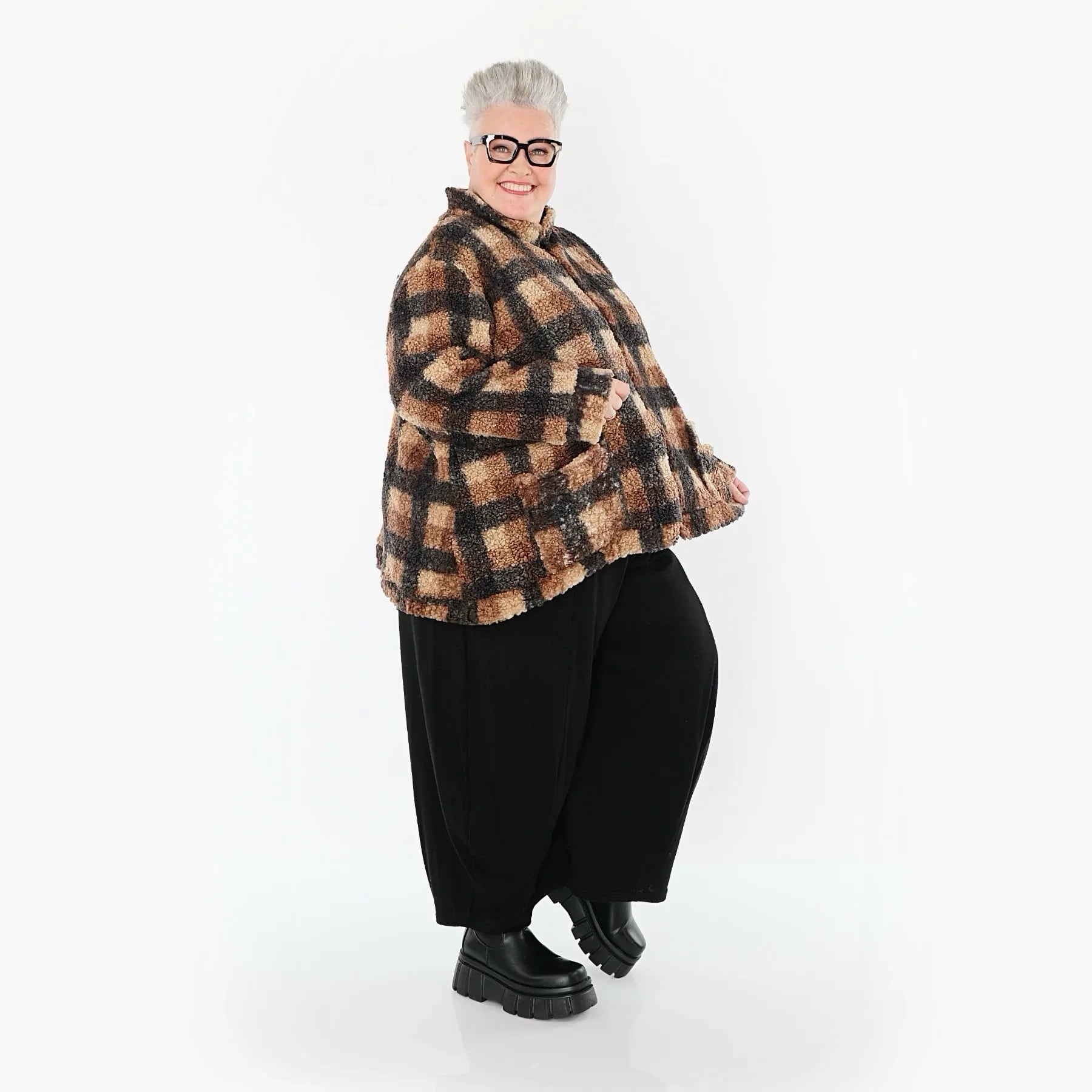 AKH Fashion 7017 Veste, Cognac-Beige-Gris
