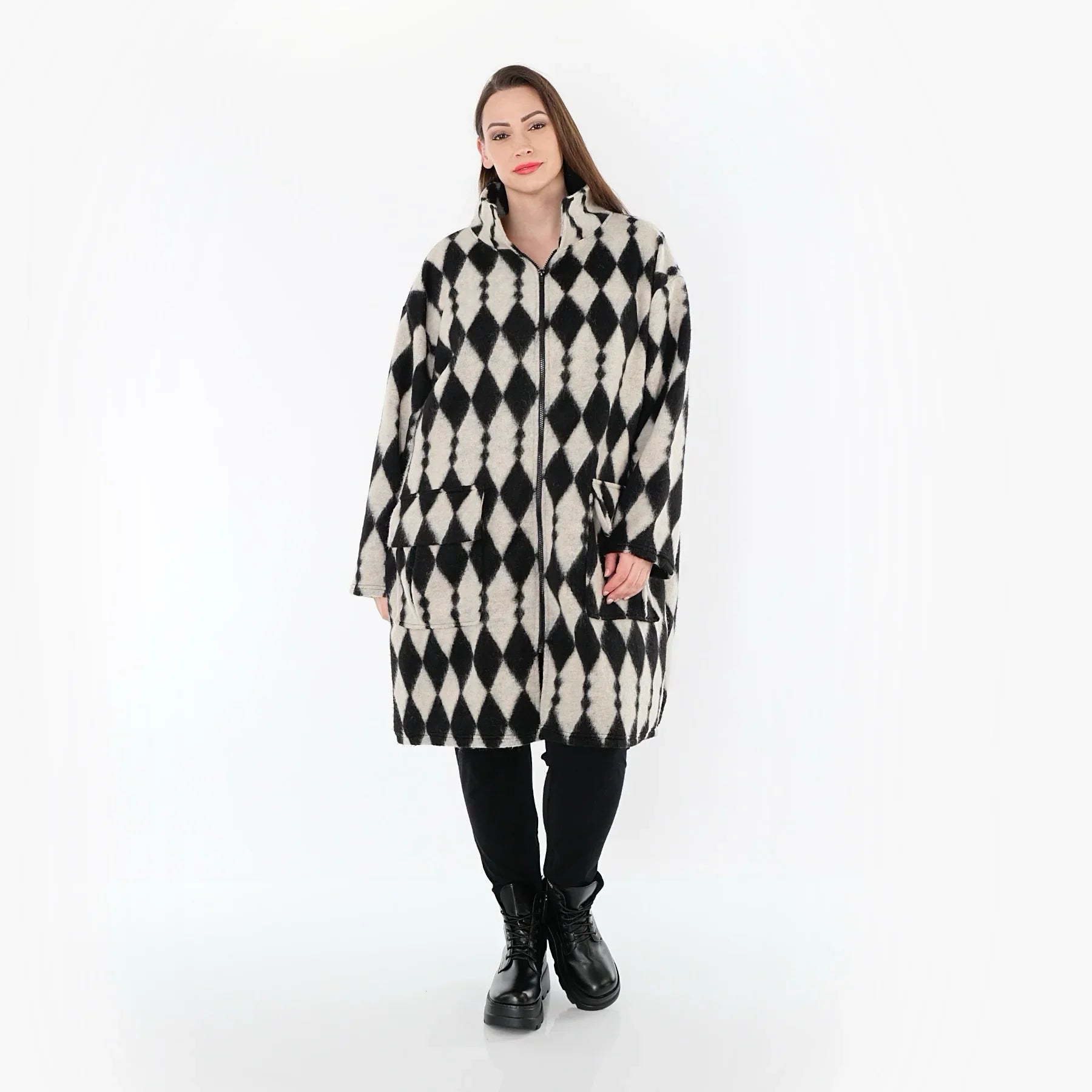 AKH Fashion 6656 Manteau, Écru-Noir
