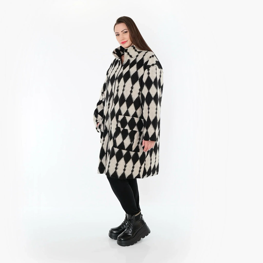 AKH Fashion 6656 Manteau, Écru-Noir