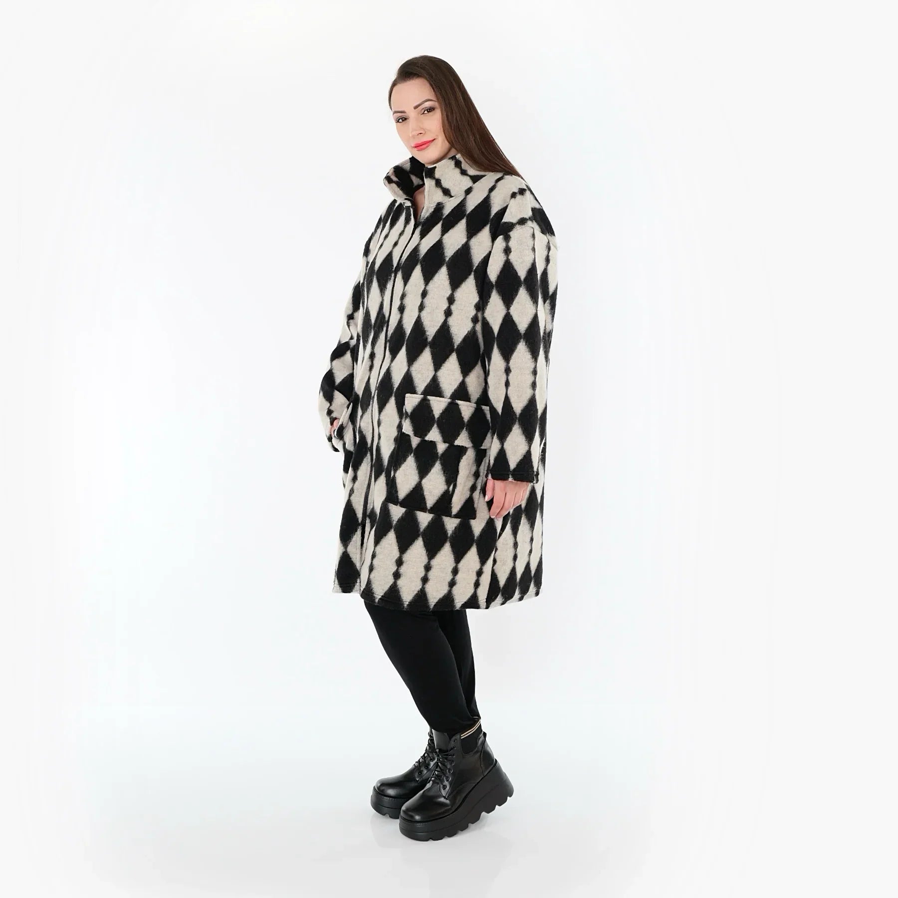 AKH Fashion 6656 Manteau, Écru-Noir
