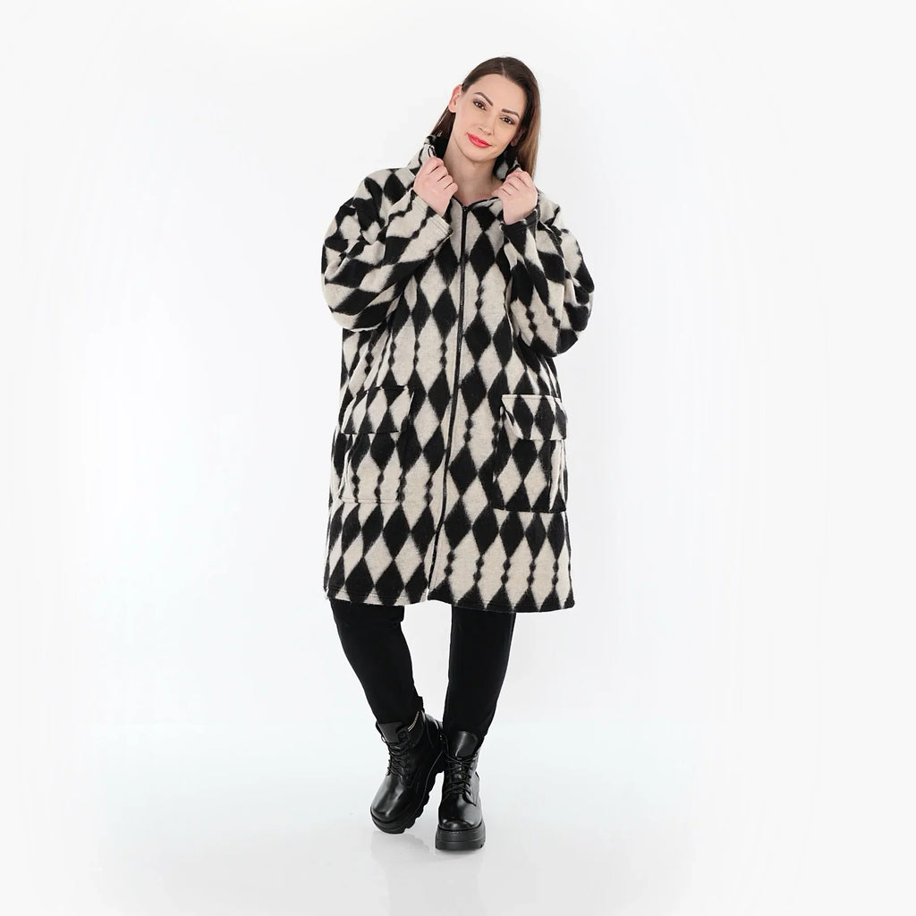 AKH Fashion 6656 Manteau, Écru-Noir
