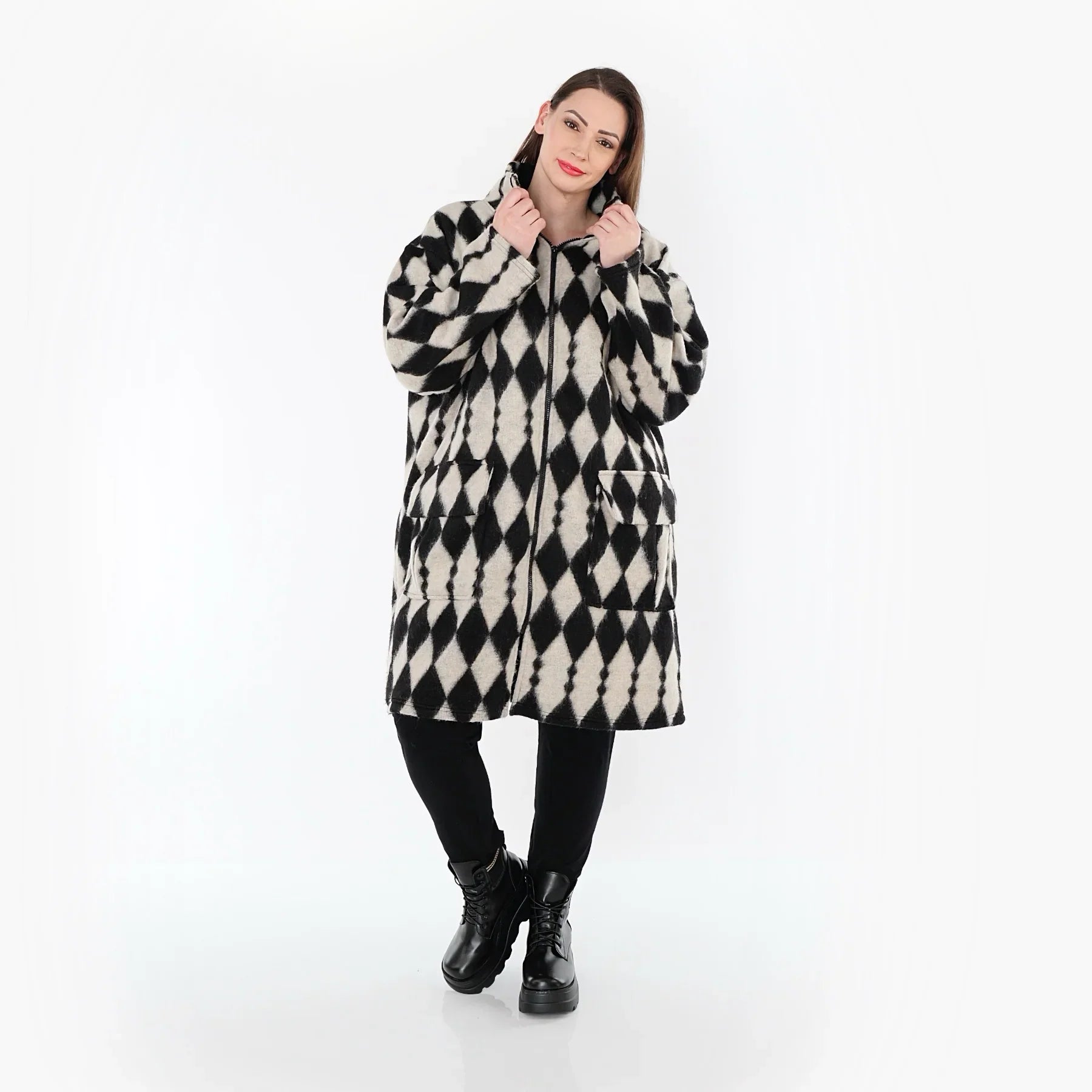 AKH Fashion 6656 Manteau, Écru-Noir