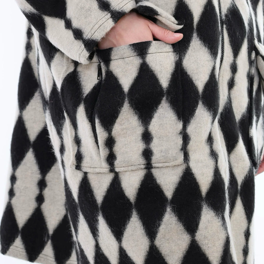AKH Fashion 6656 Manteau, Écru-Noir