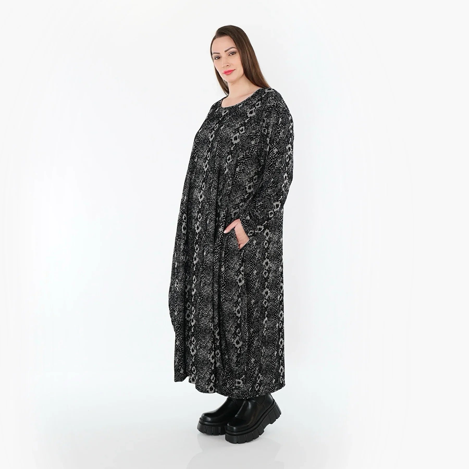 AKH Fashion 1926 Kleid, Grau-Schwarz
