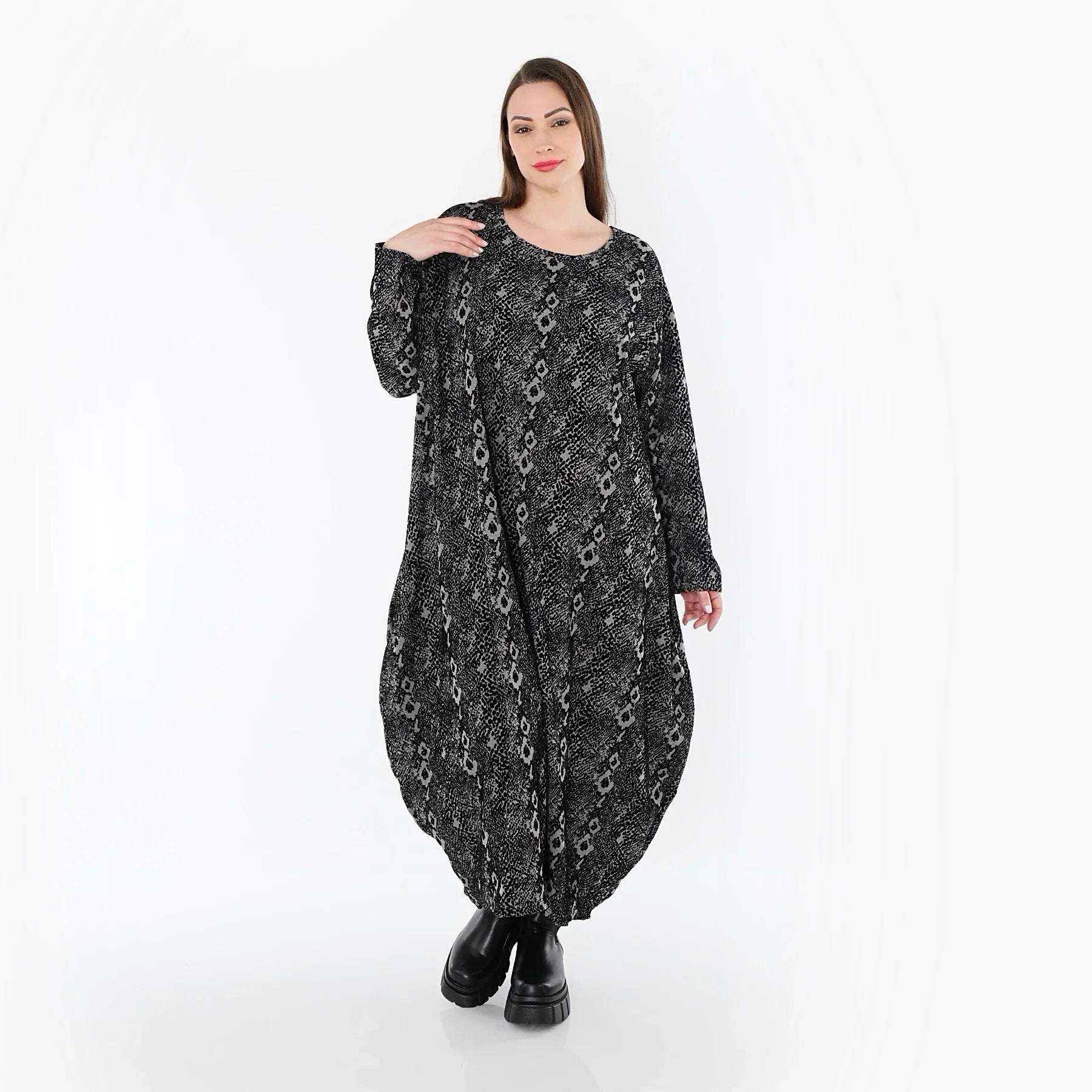 AKH Fashion 1926 Kleid, Grau-Schwarz