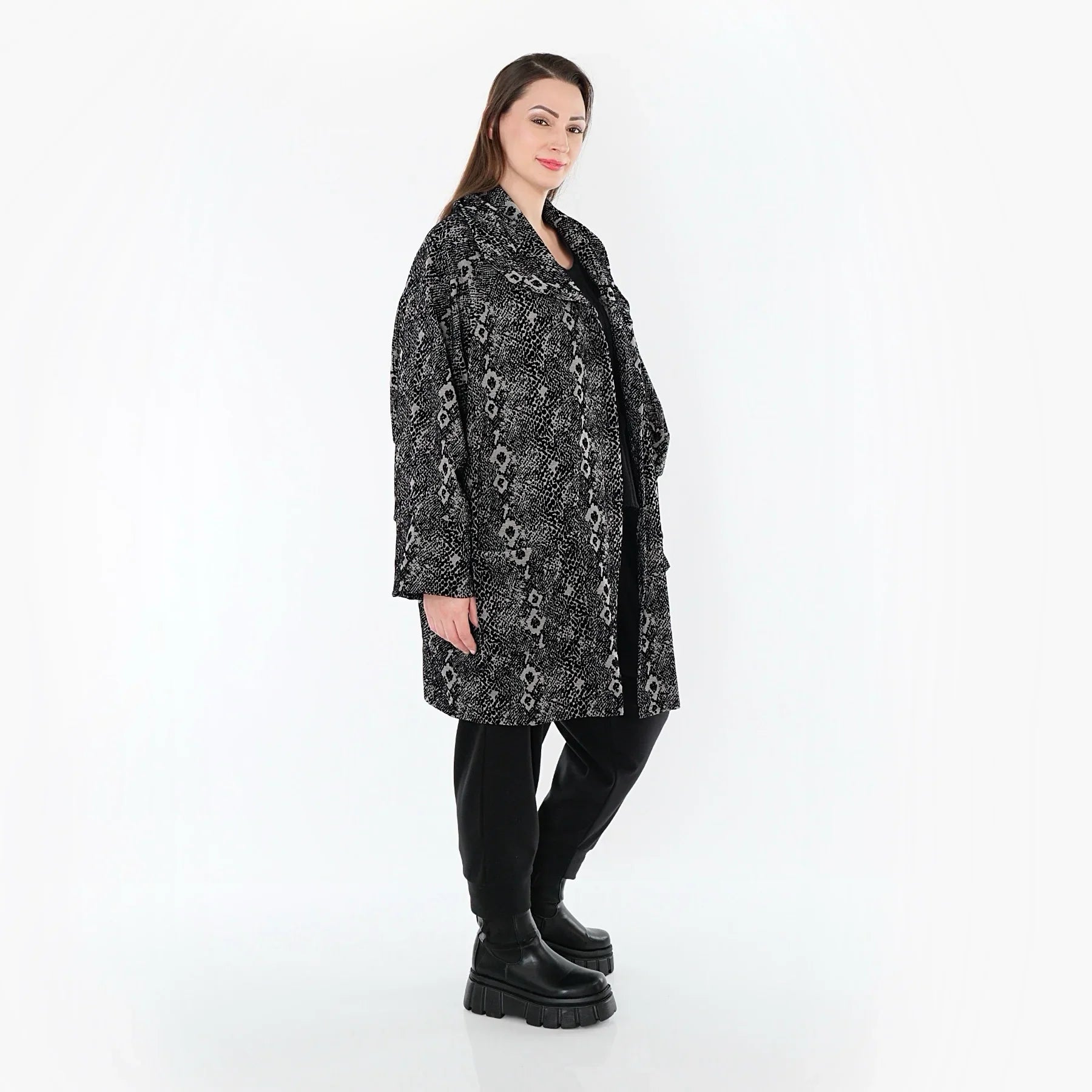 AKH Fashion 6517 Veste, Gris-Noir