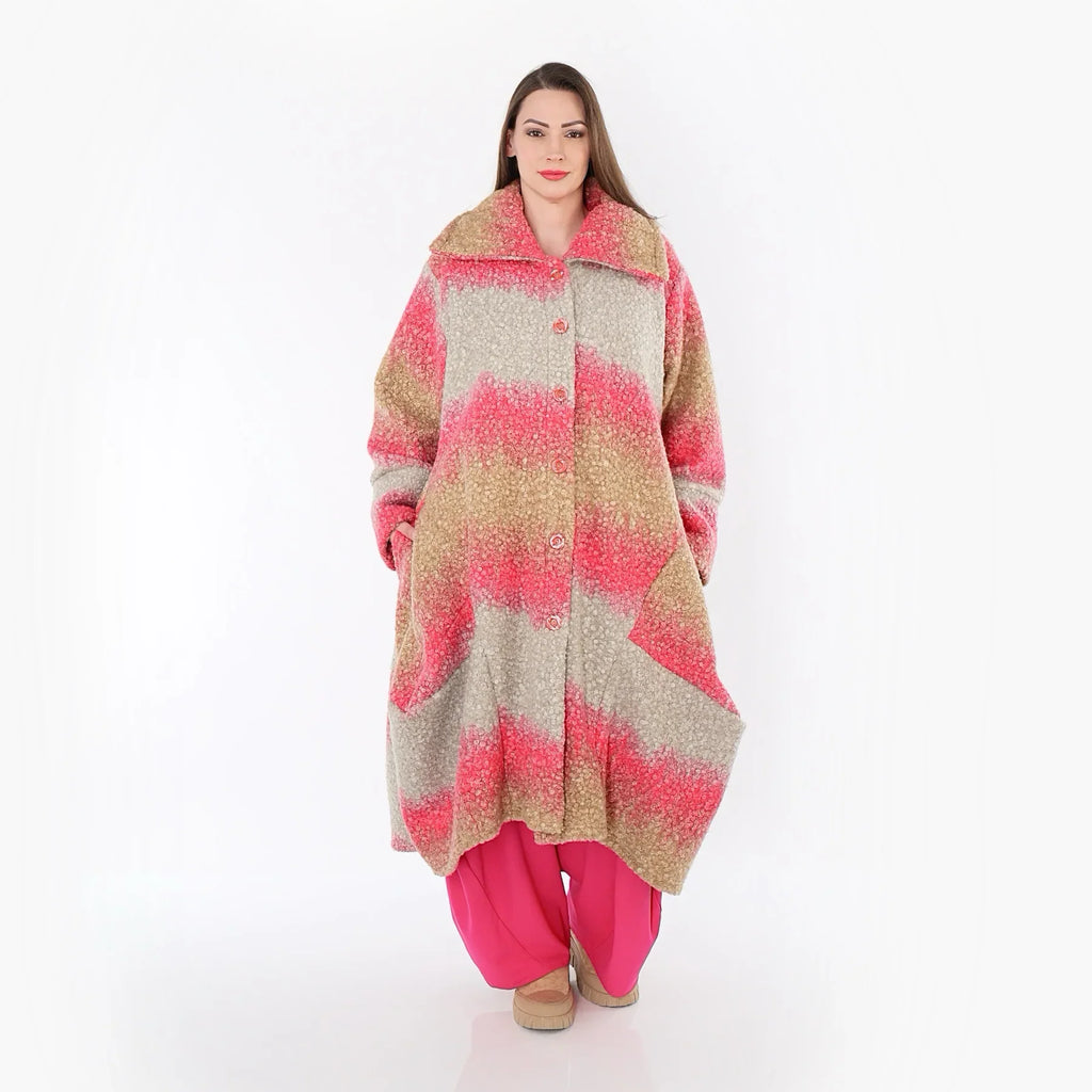 AKH Fashion 3023 Manteau, Sable-Fuchsia