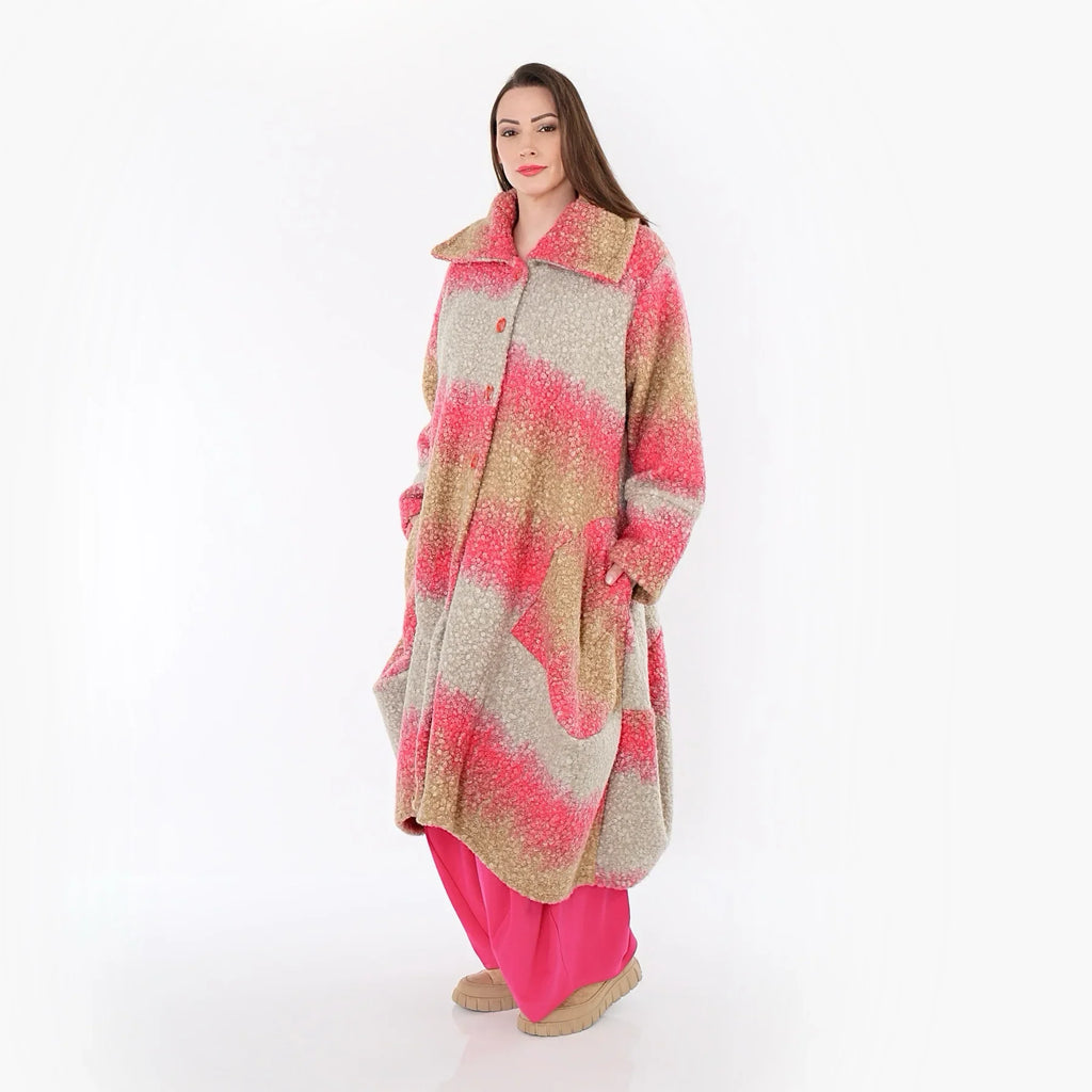 AKH Fashion 3023 Manteau, Sable-Fuchsia