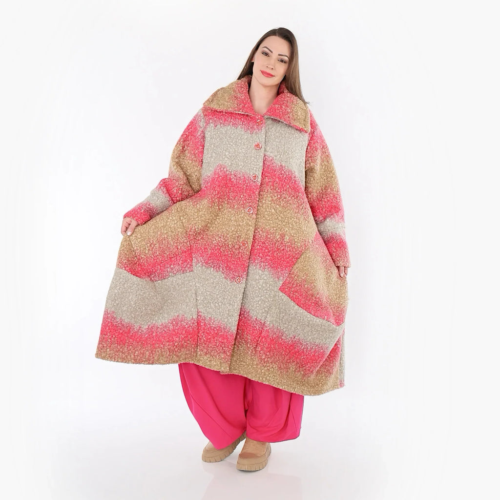 AKH Fashion 3023 Manteau, Sable-Fuchsia