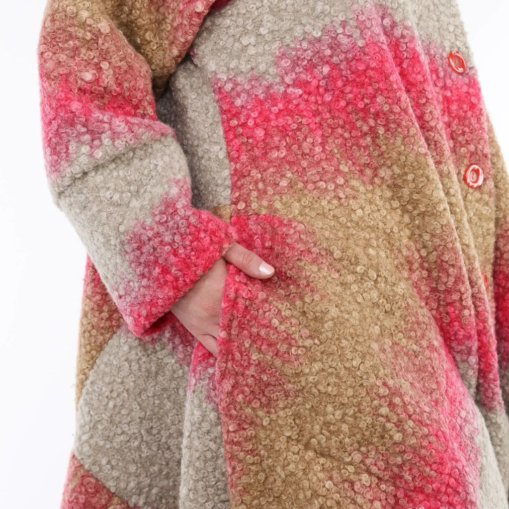 AKH Fashion 3023 Manteau, Sable-Fuchsia