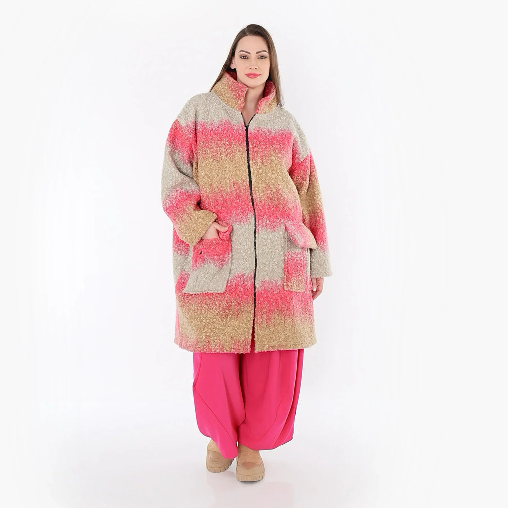 AKH Fashion 6656 Manteau, Sable-Fuchsia