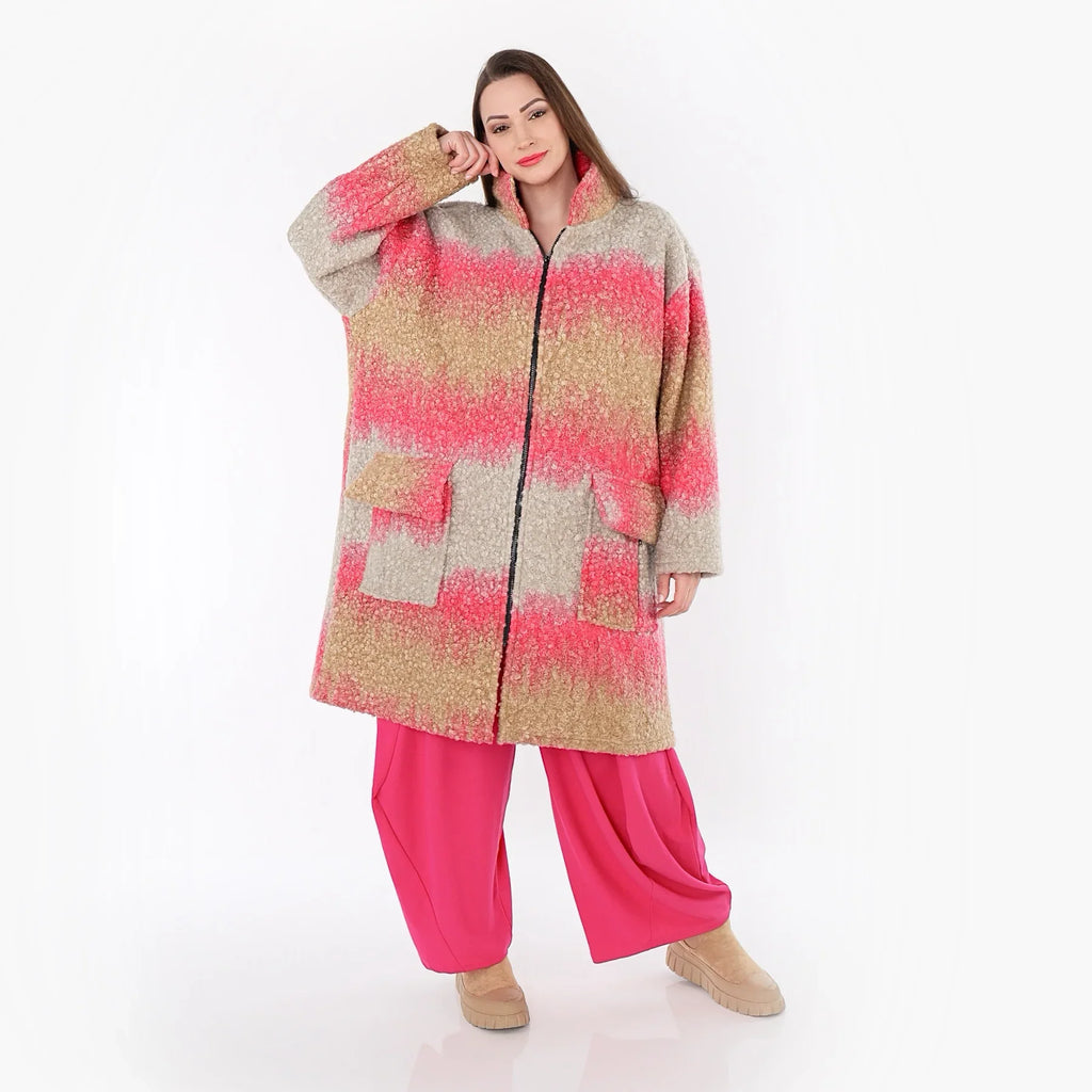 AKH Fashion 6656 Manteau, Sable-Fuchsia