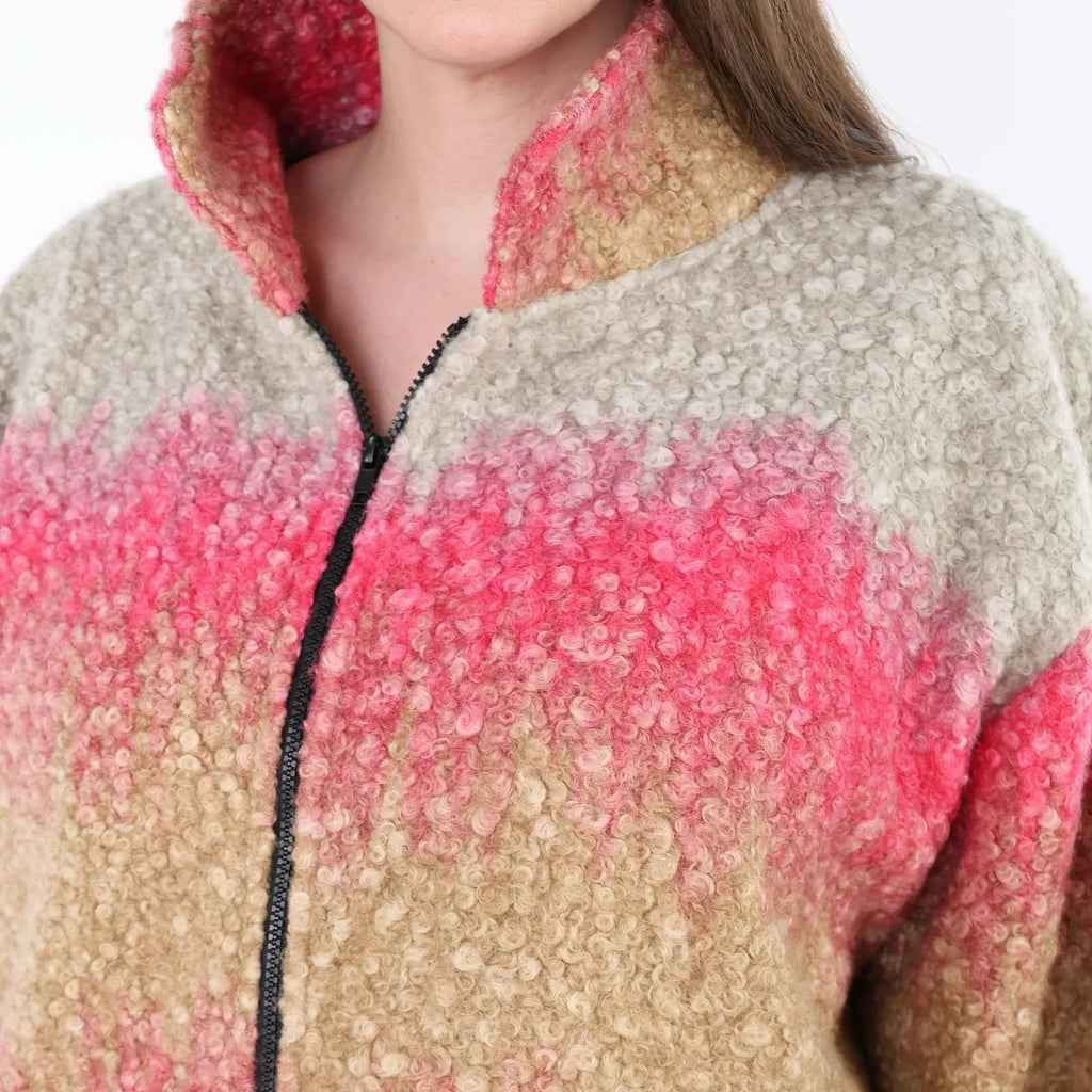 AKH Fashion 6656 Manteau, Sable-Fuchsia