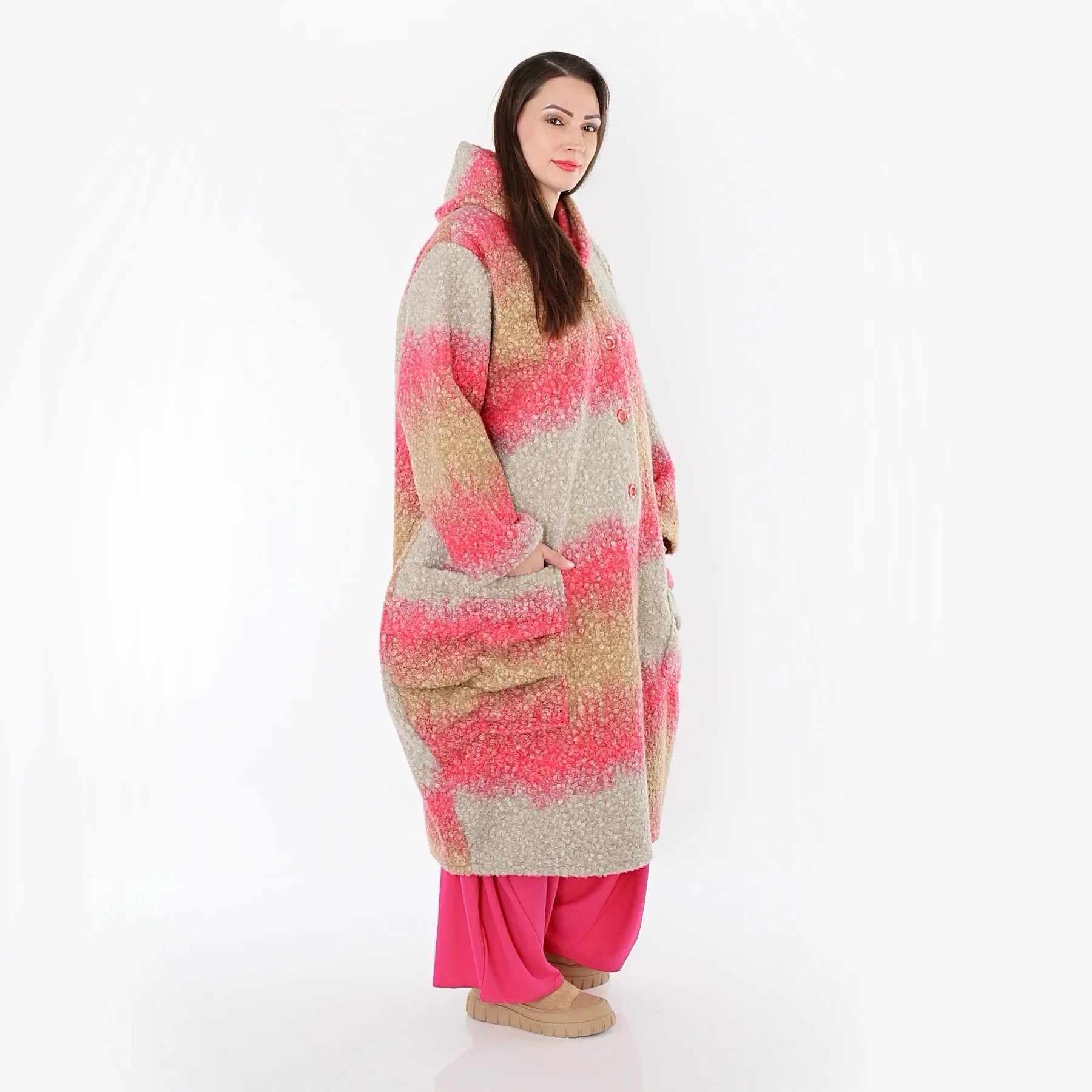 AKH Fashion 7152 Manteau, sable-fuchsia