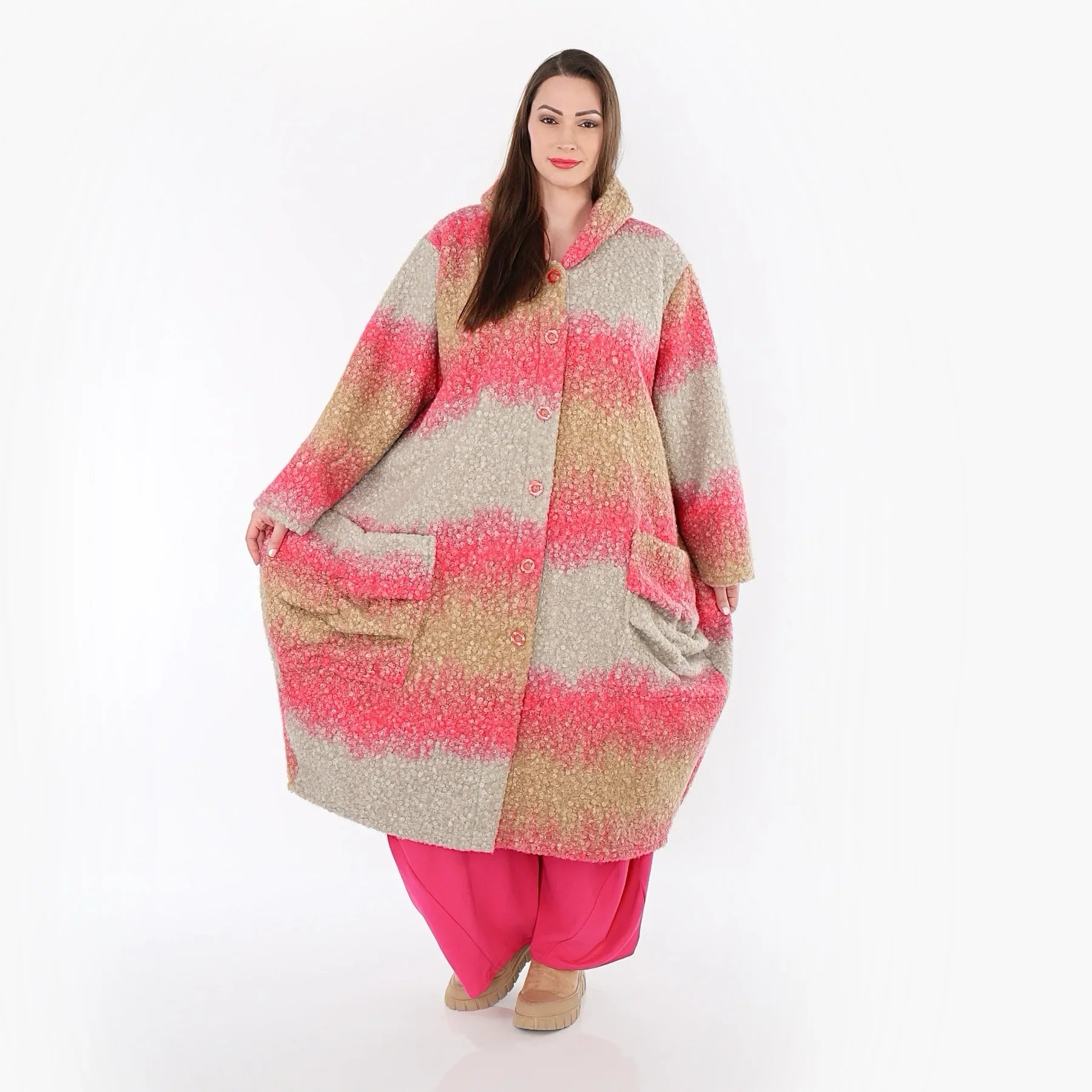 AKH Fashion 7152 Manteau, sable-fuchsia