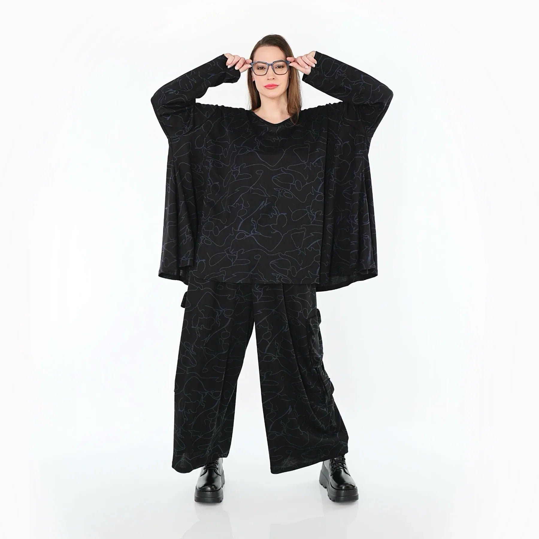 AKH Fashion 593 Big Shirt, noir-bleu