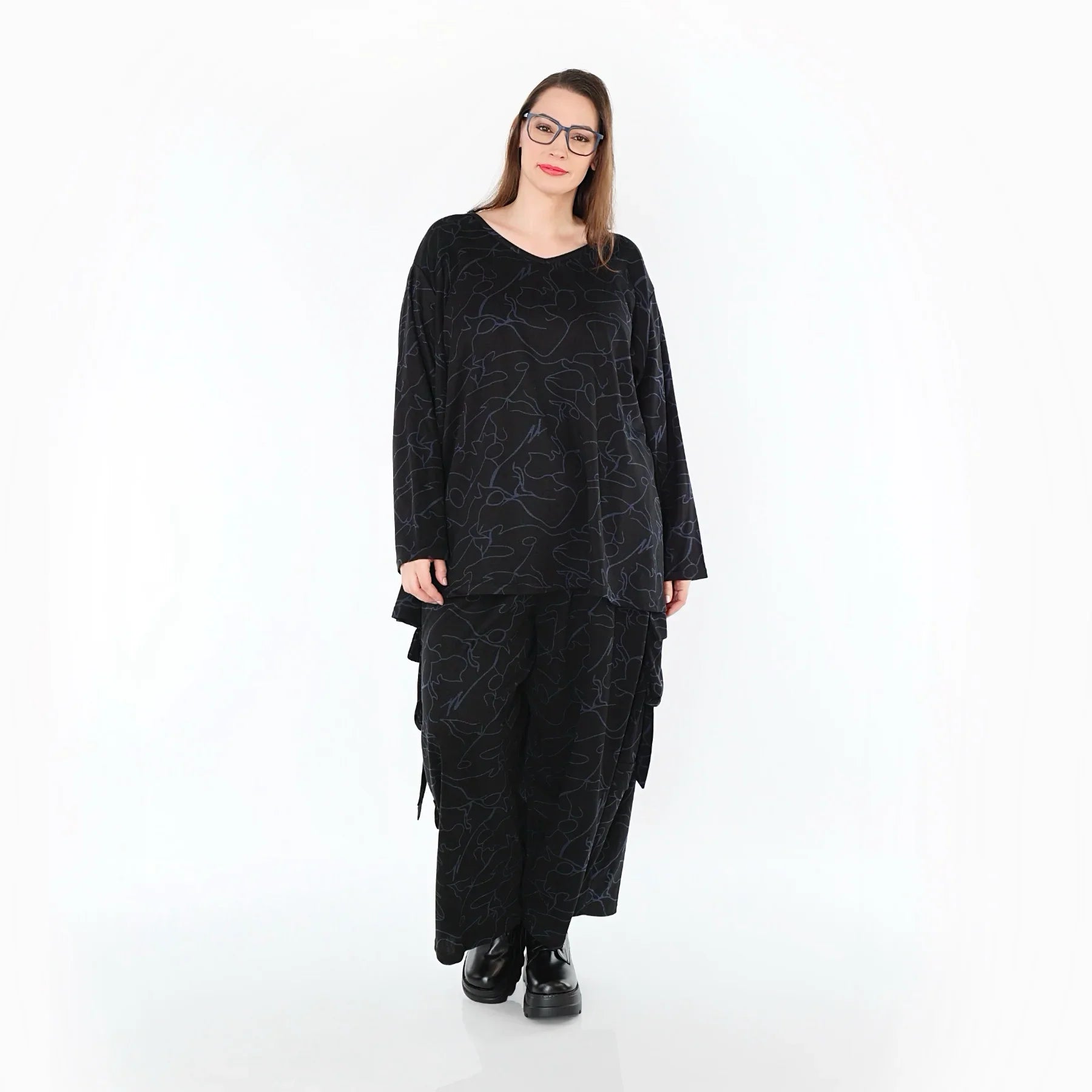 AKH Fashion 593 Big Shirt, noir-bleu