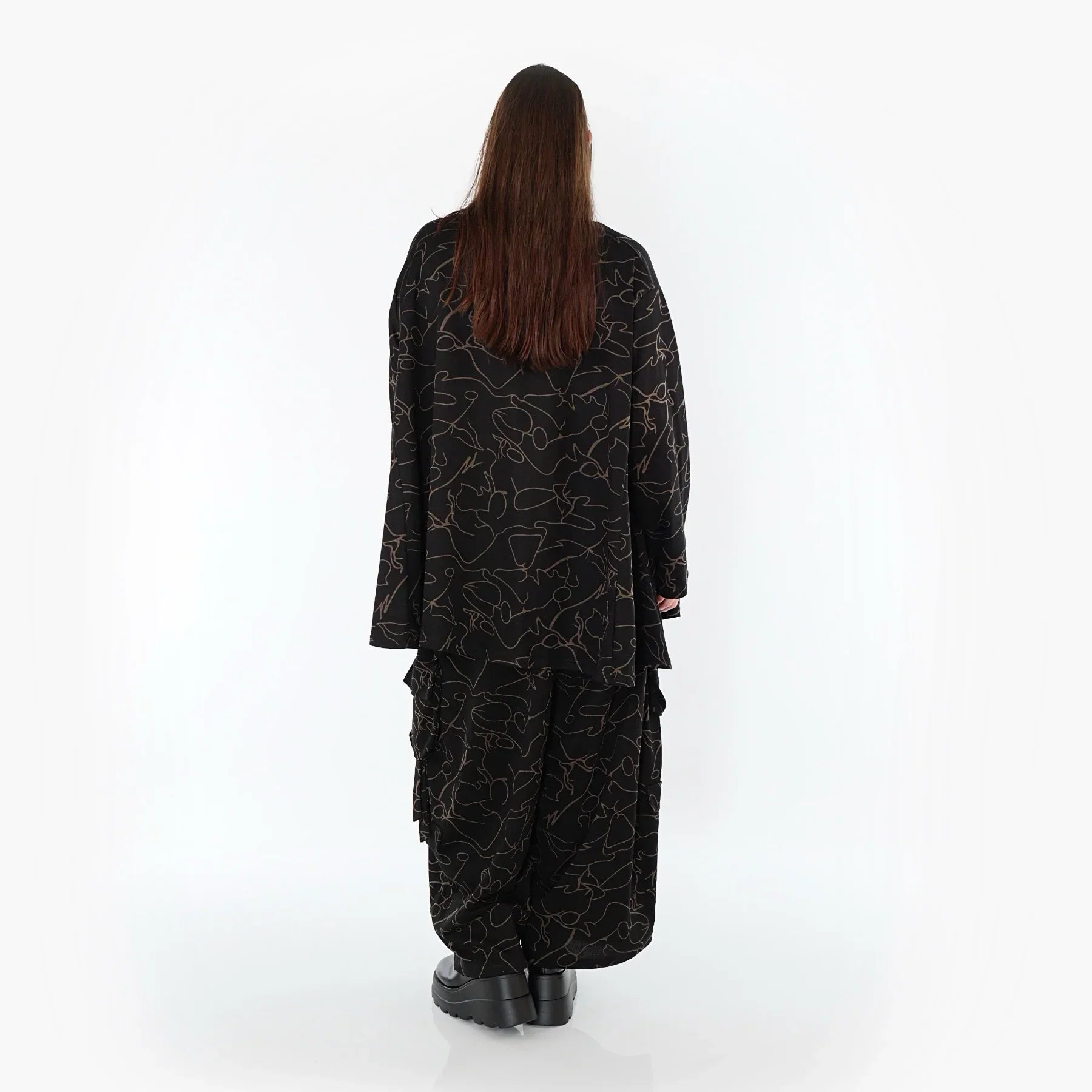 AKH Fashion 593 Grand T-shirt, Noir-Marron