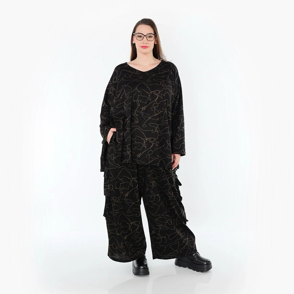 AKH Fashion 7125 Pantalon, Noir-Marron