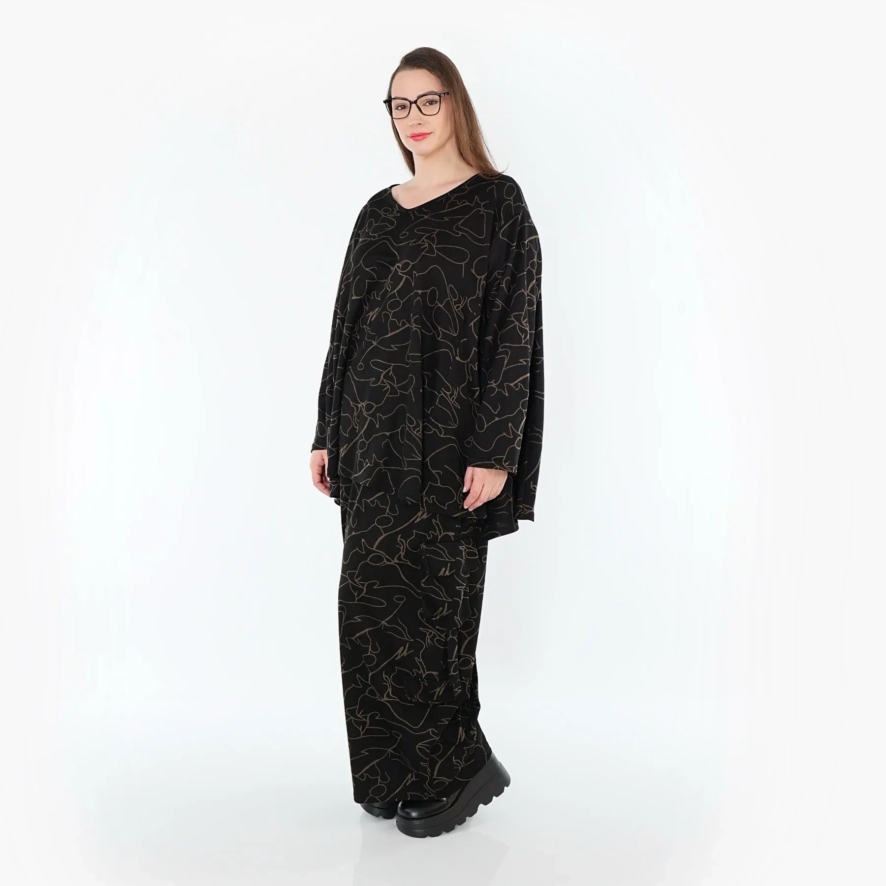 AKH Fashion 7125 Pantalon, Noir-Marron