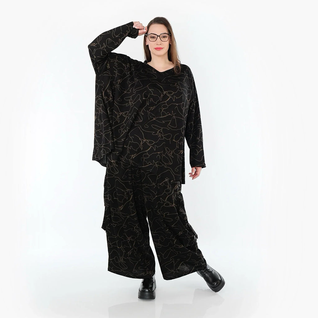 AKH Fashion 7125 Pantalon, Noir-Marron